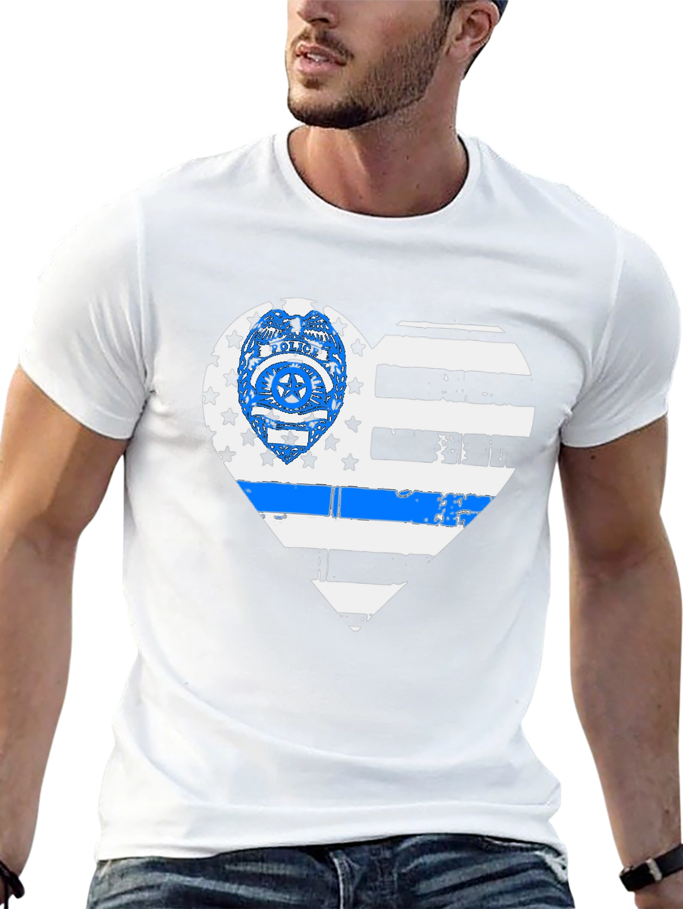 Thin Blue Line Heart Graphic T-Shirt