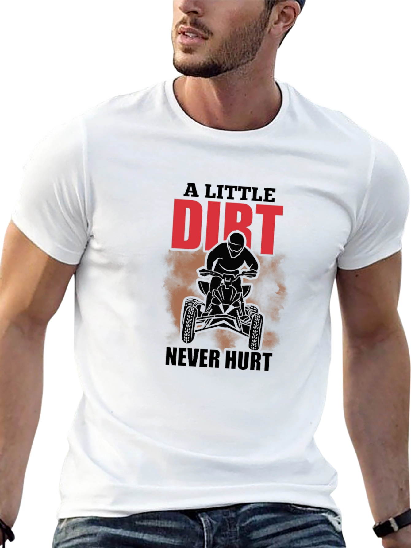 Dirt Never Hurt ATV Rider Black Graphic Tee