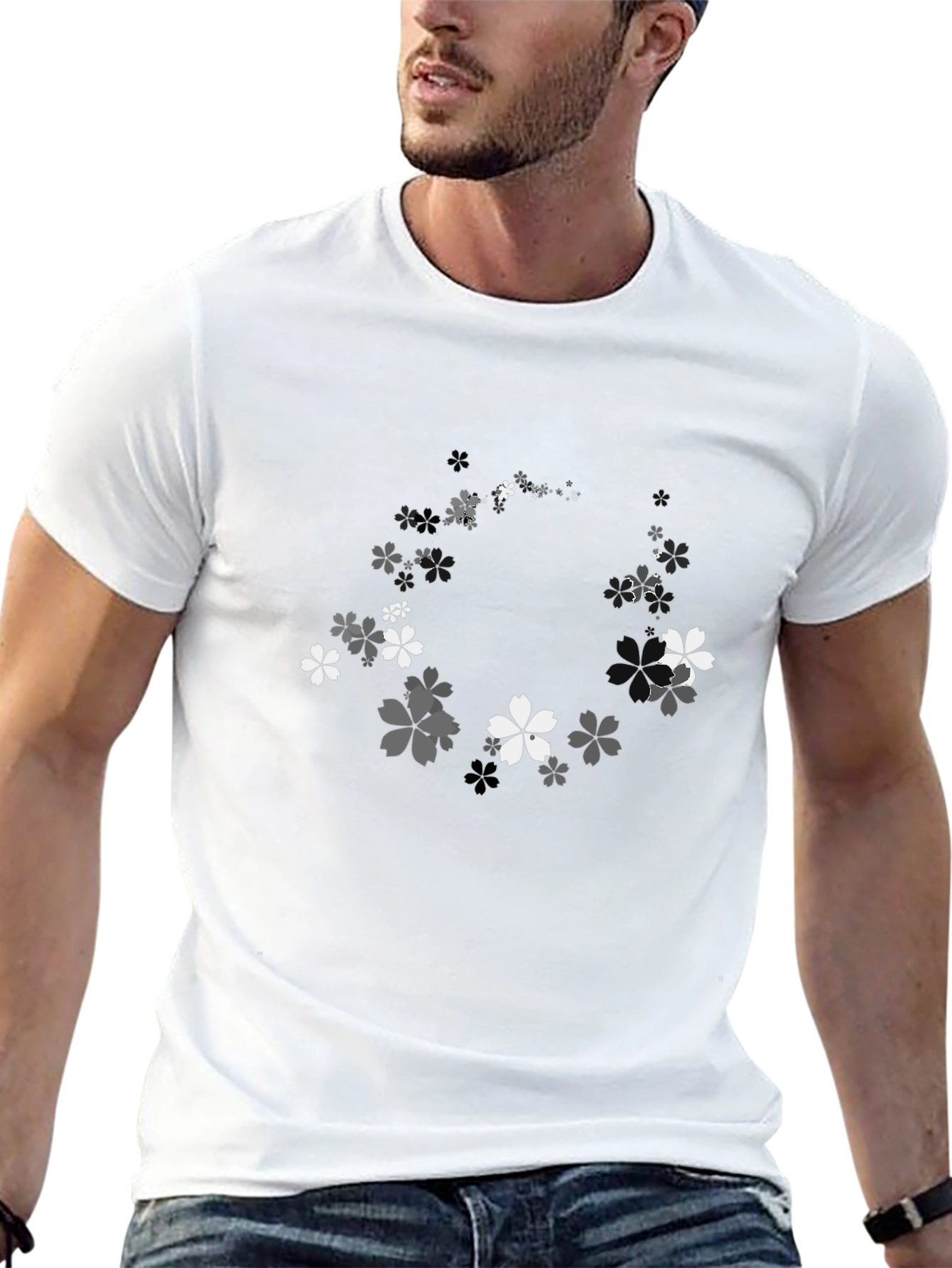 Cherry Blossom Graphic Black T-Shirt