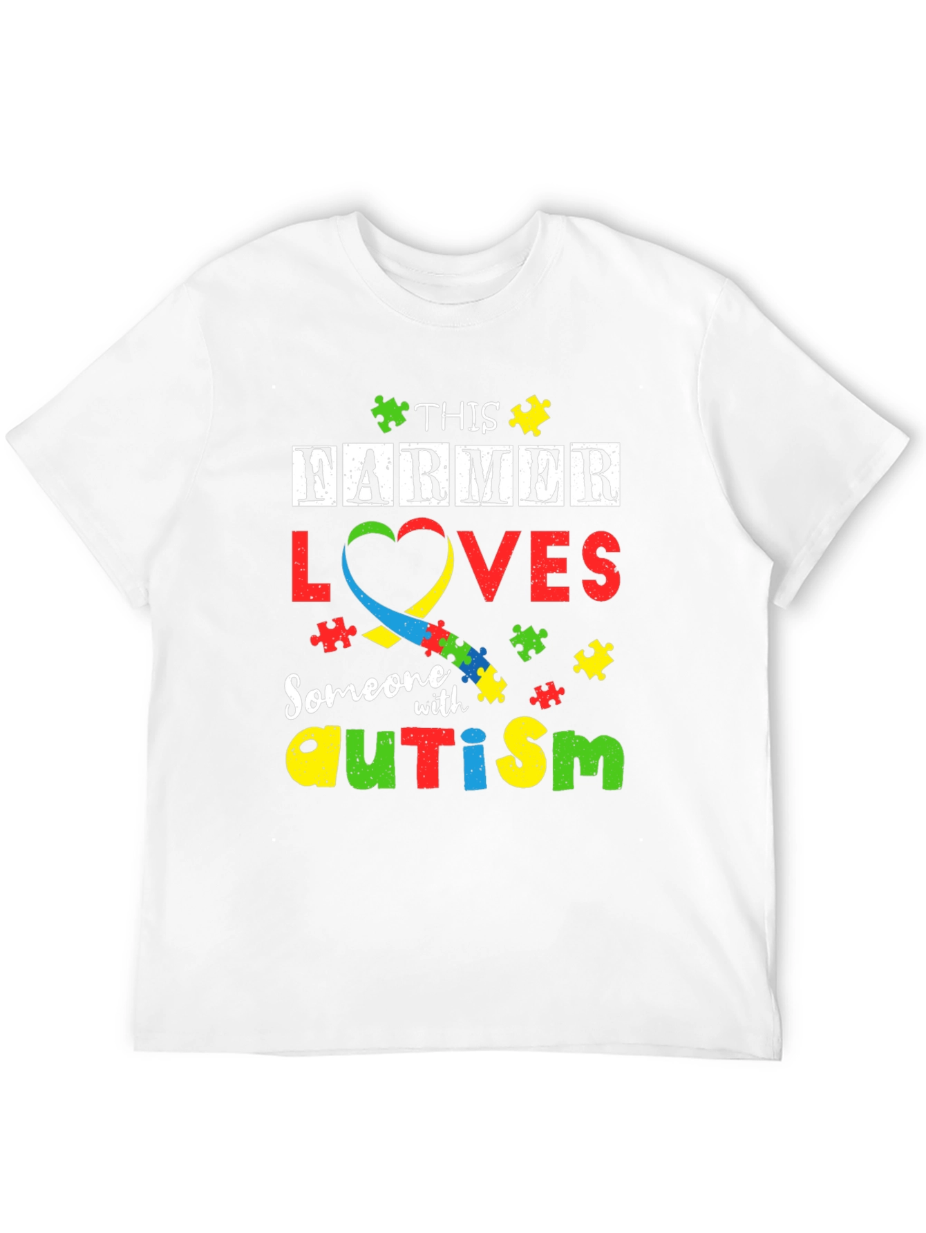 Autism Awareness Farmer T-Shirt - Supports Autism