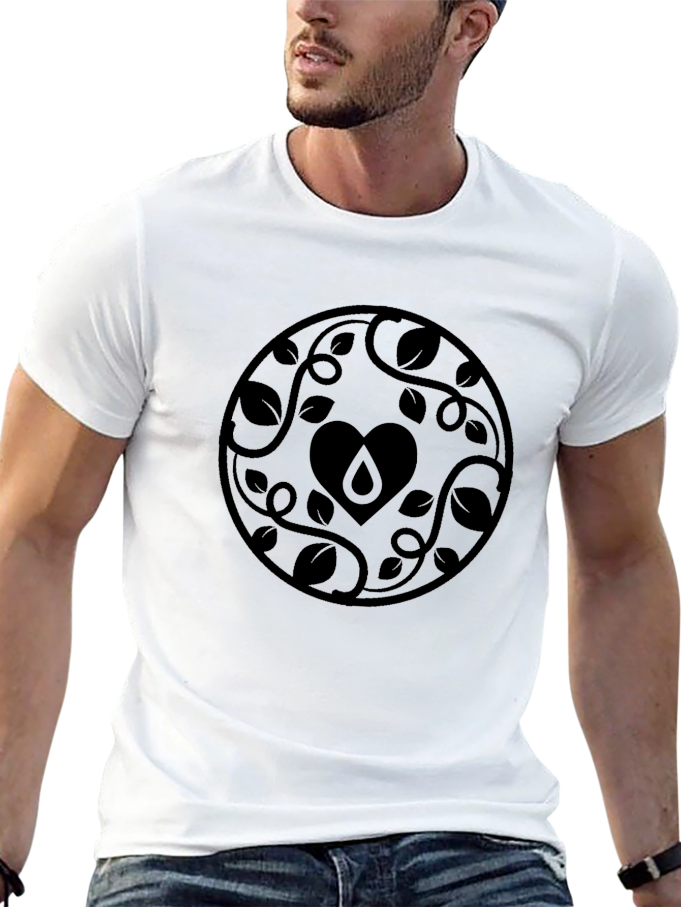 Nature Heart Graphic Black T-Shirt