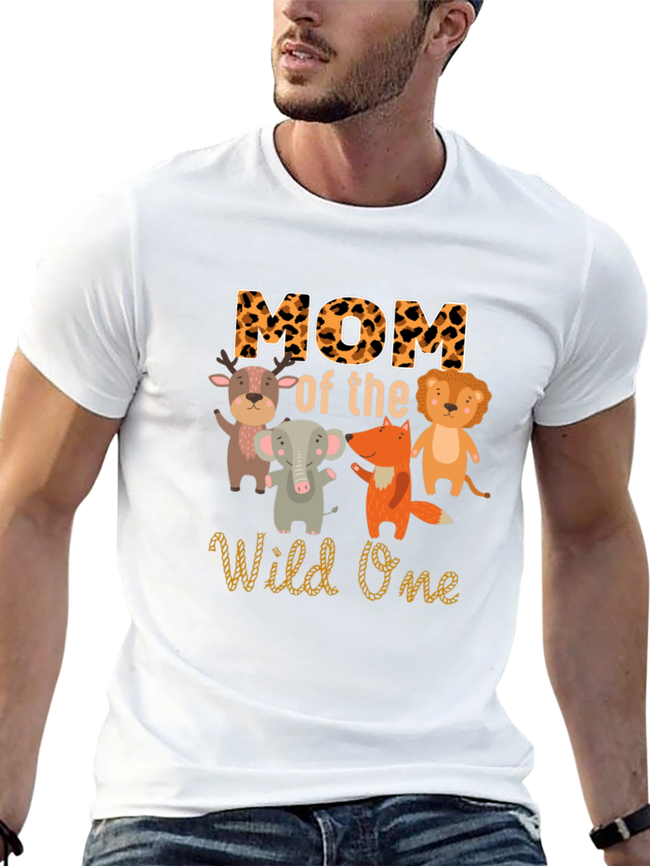 Mom of the Wild One Animal Print T-Shirt