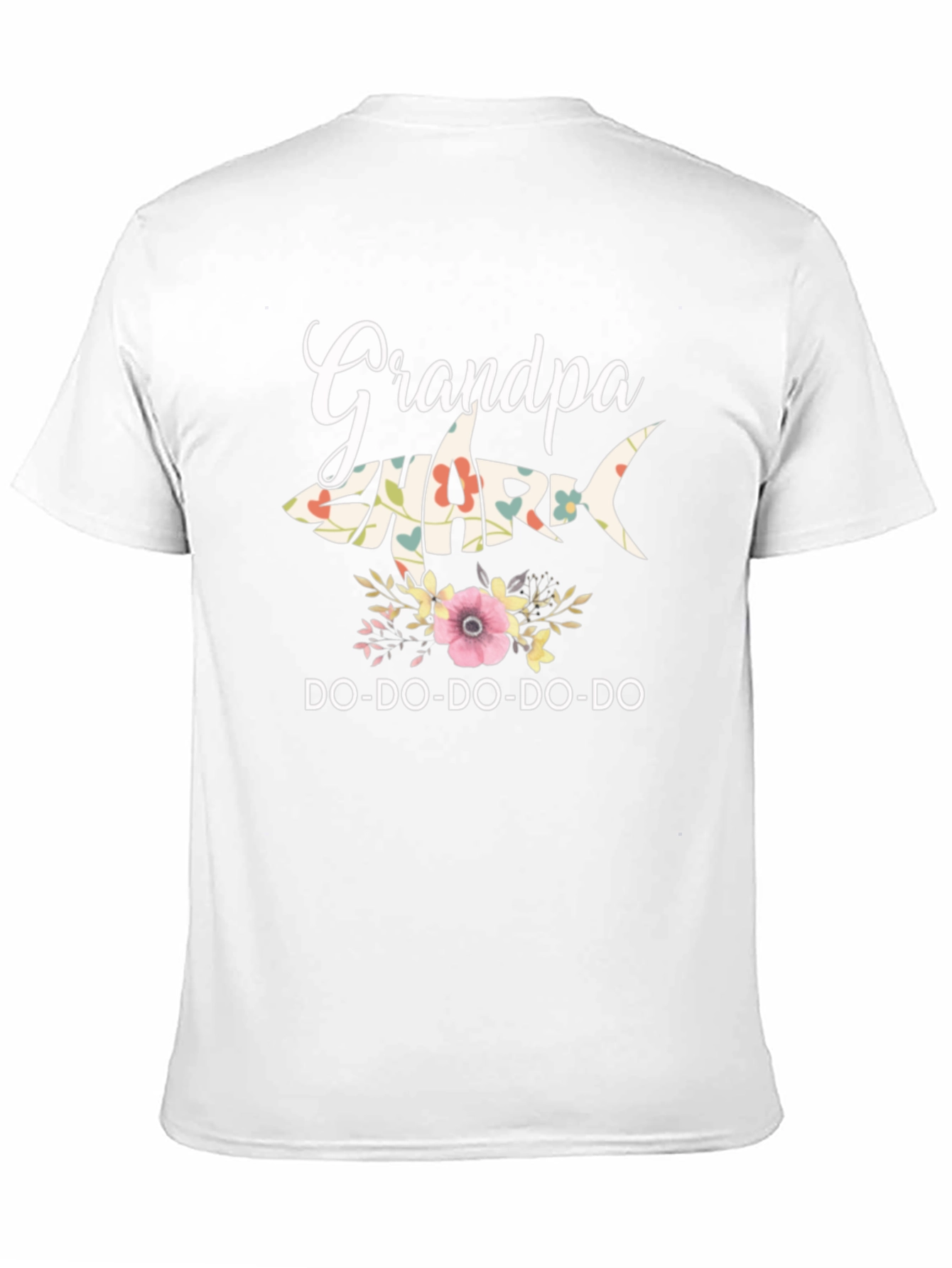 Grandpa Shark Floral Black T-Shirt
