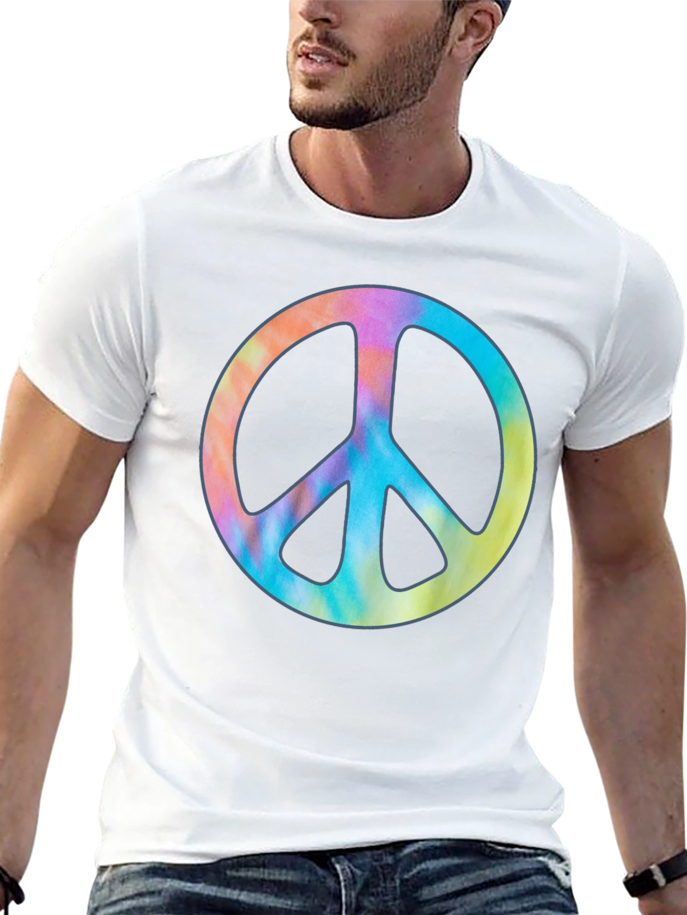 Peace Sign Tie Dye Graphic T-Shirt - Black