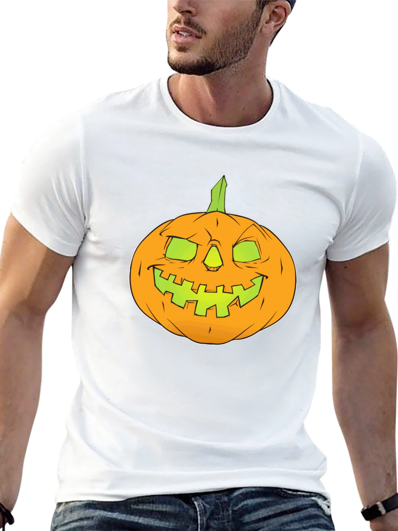 Halloween Pumpkin Graphic Tee - Black