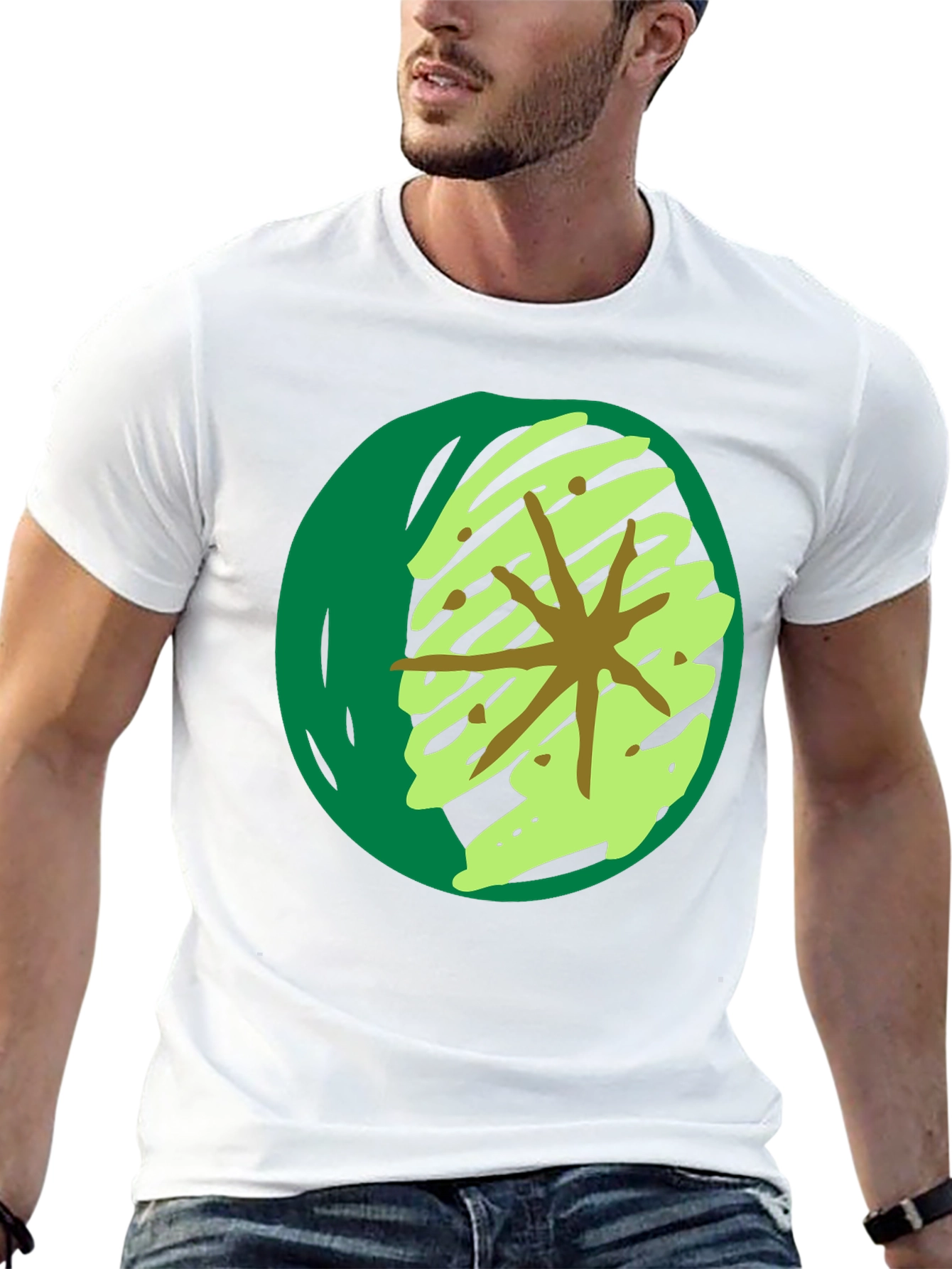 Abstract Green Star Graphic T-Shirt