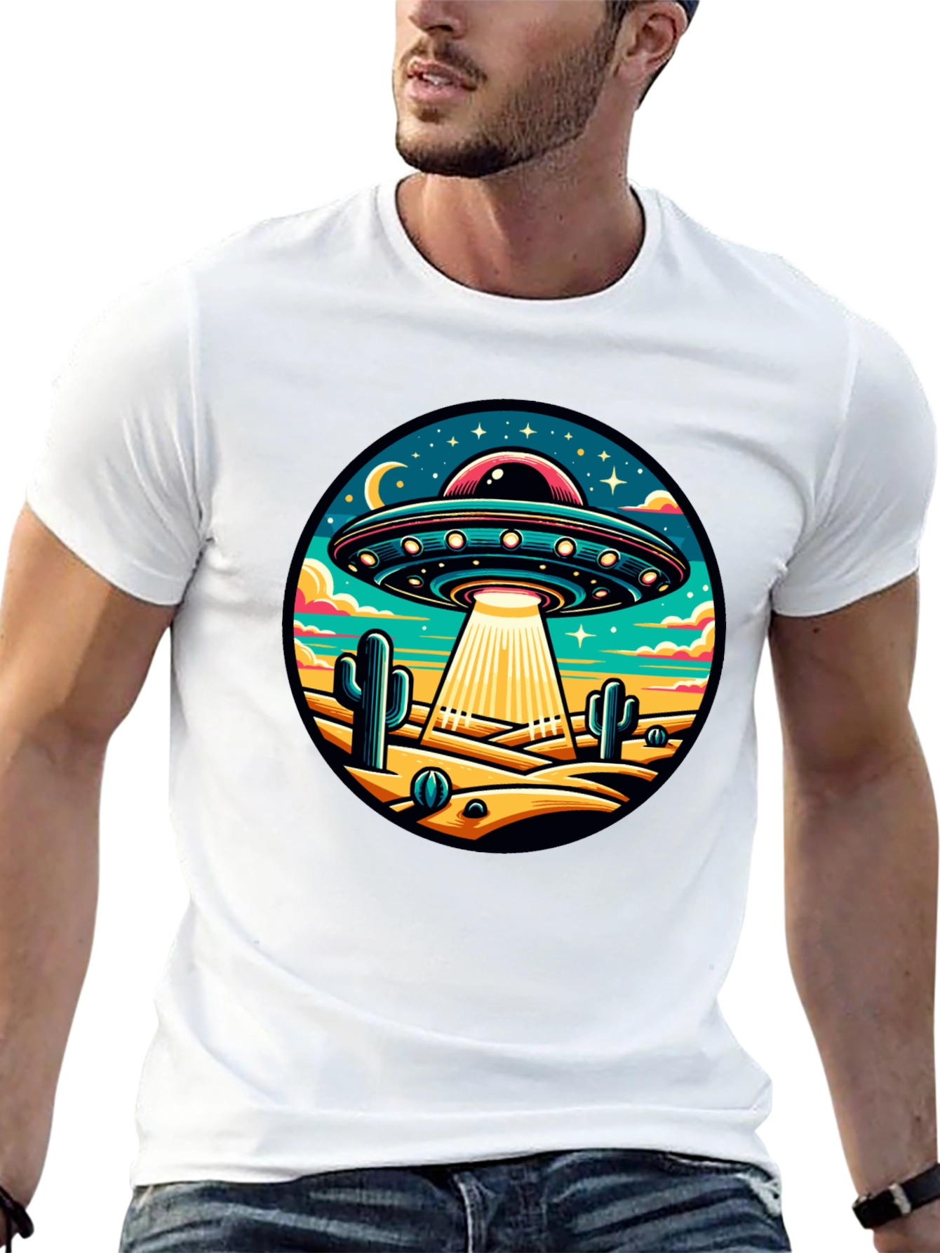 UFO Desert Black T-Shirt - Sci-Fi Style