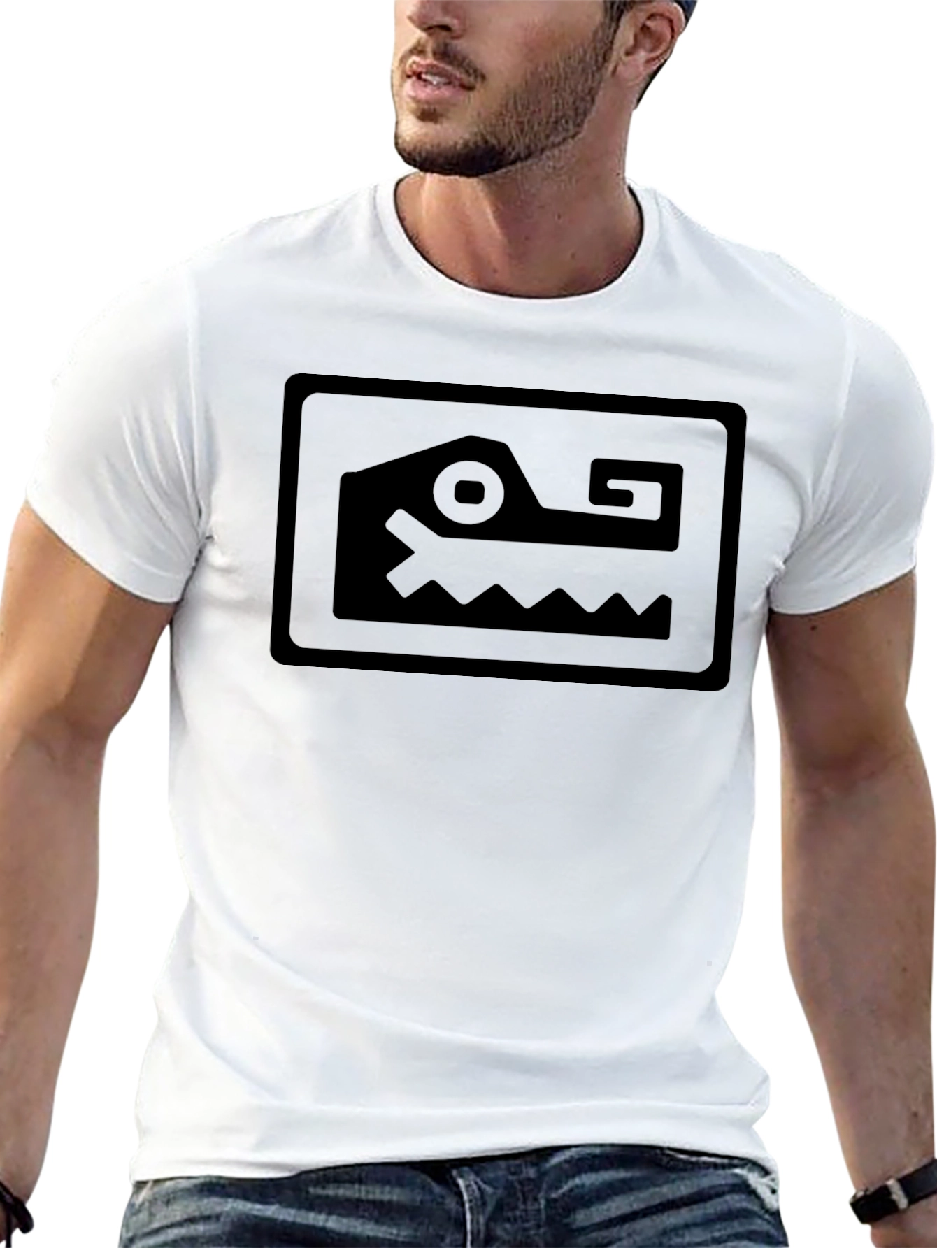 Aztec Crocodile T-Shirt - Soft Black Cotton Tee
