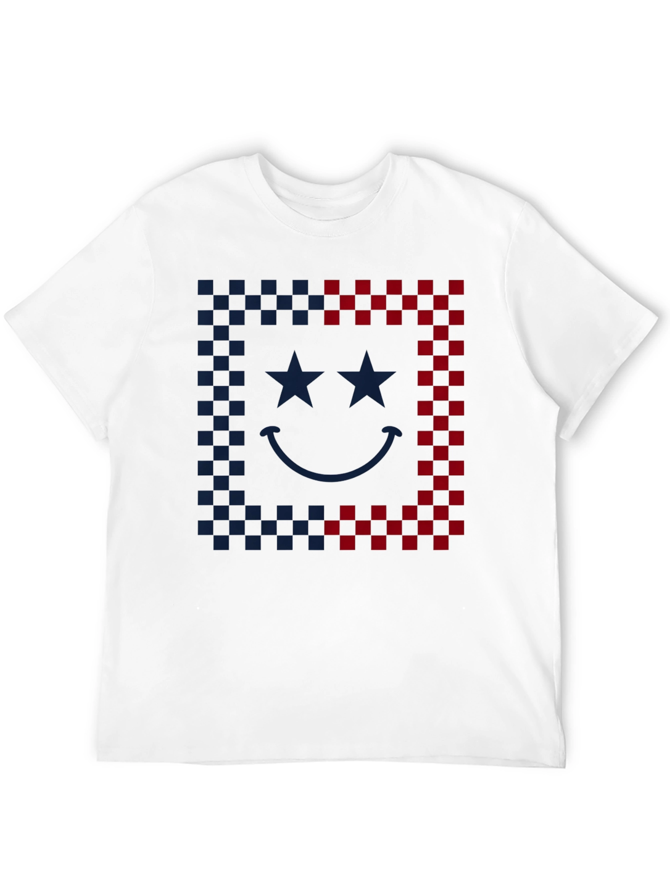 Smiley Face Checkered Border Graphic Tee