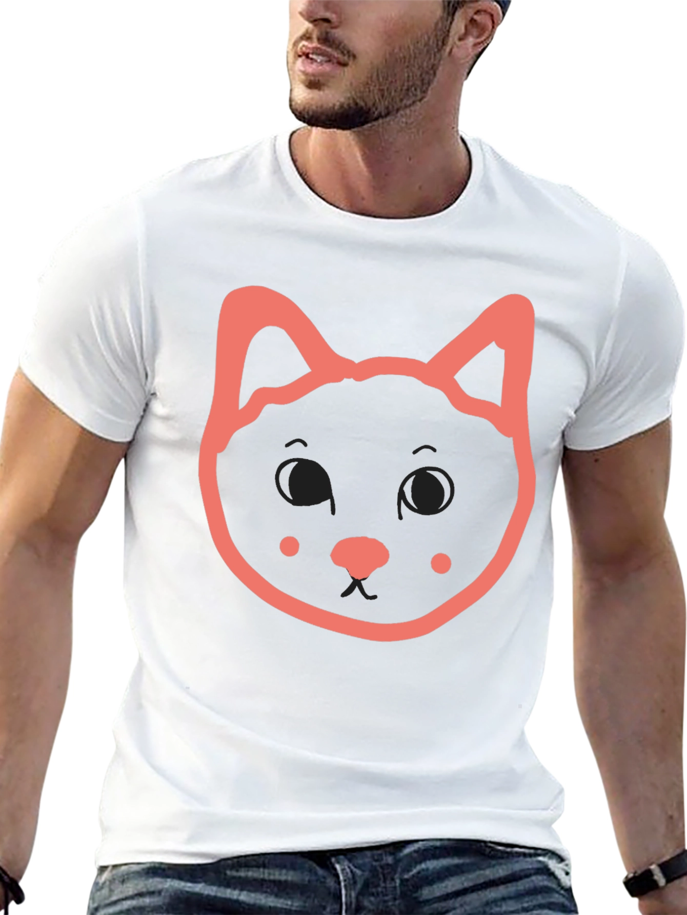 Cute Cat Graphic Black T-Shirt