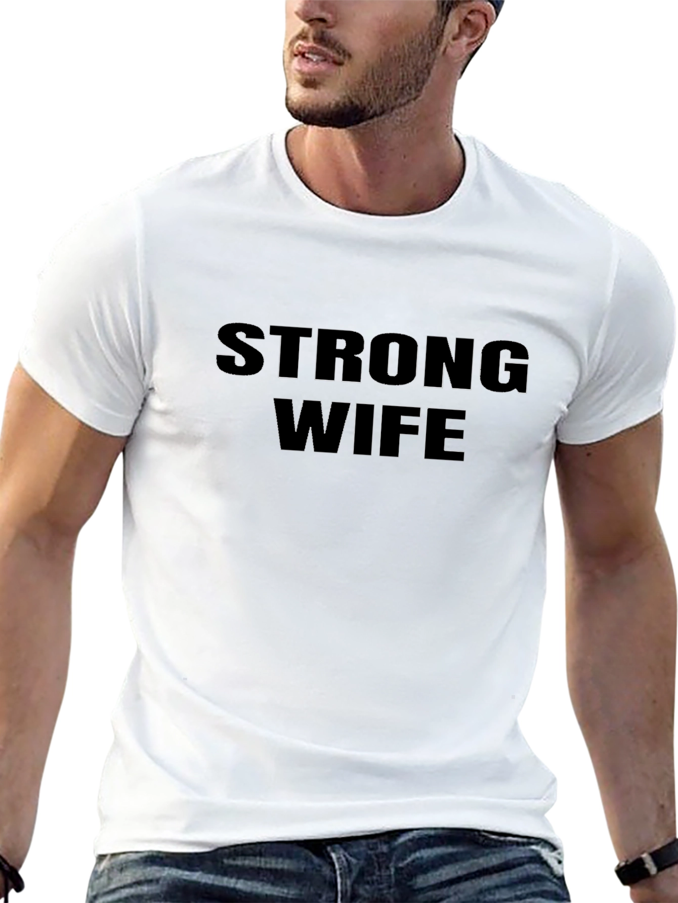 Strong Wife T-Shirt - Black Crew Neck Tee