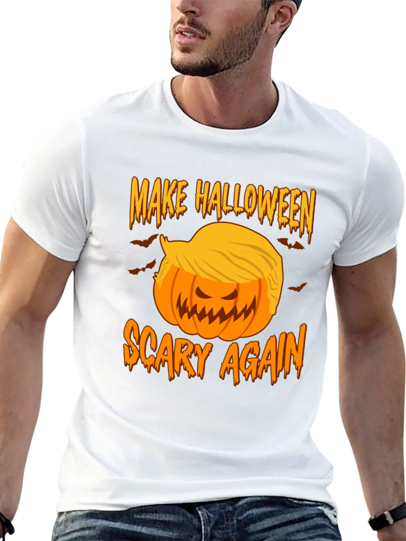 Make Halloween Scary Again - Funny Pumpkin T-Shirt
