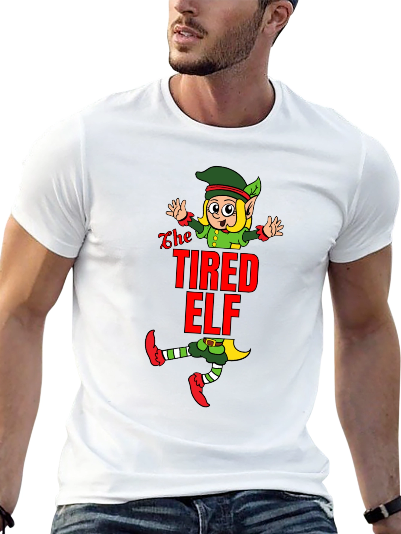 The Tired Elf Christmas T-Shirt - Funny Holiday Tee