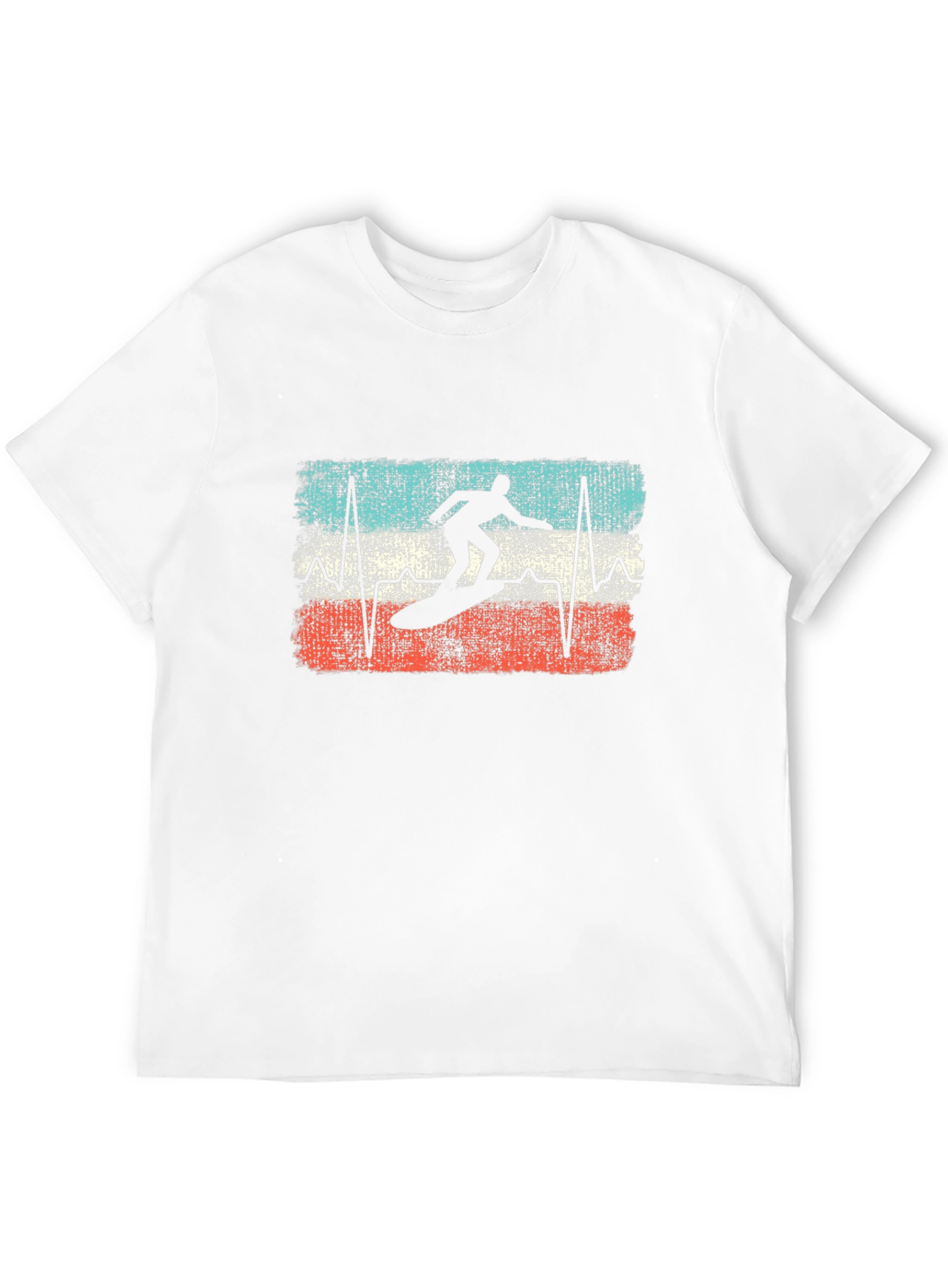 Surfer Heartbeat Graphic Tee - Retro Style