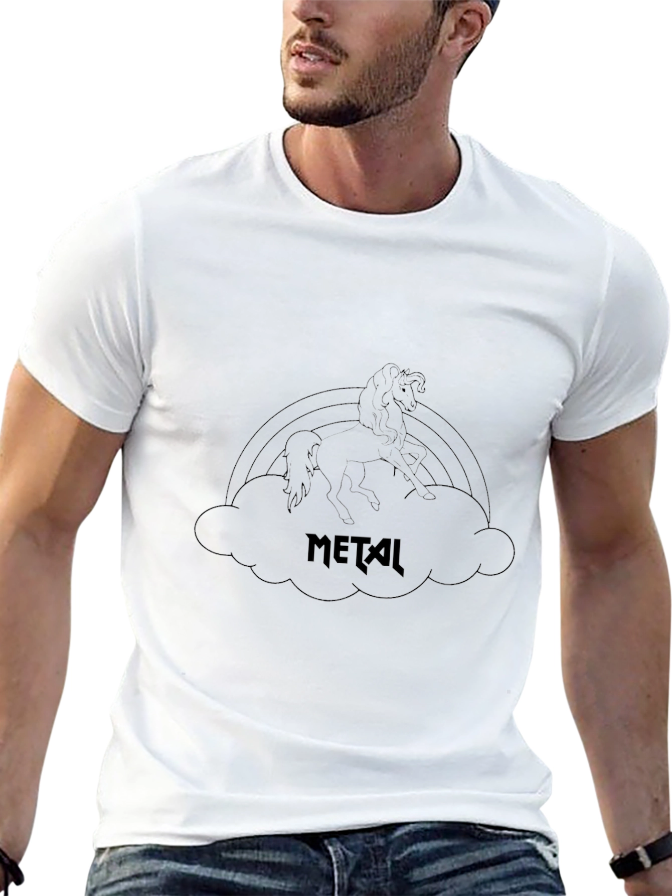 Black Metal Unicorn Rainbow T-Shirt