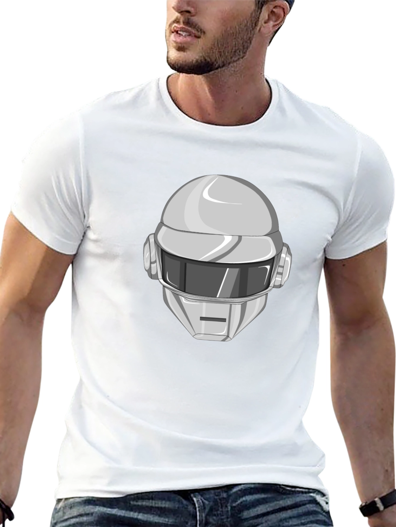 Daft Punk Graphic Tee - Iconic Robot Helmet T-Shirt