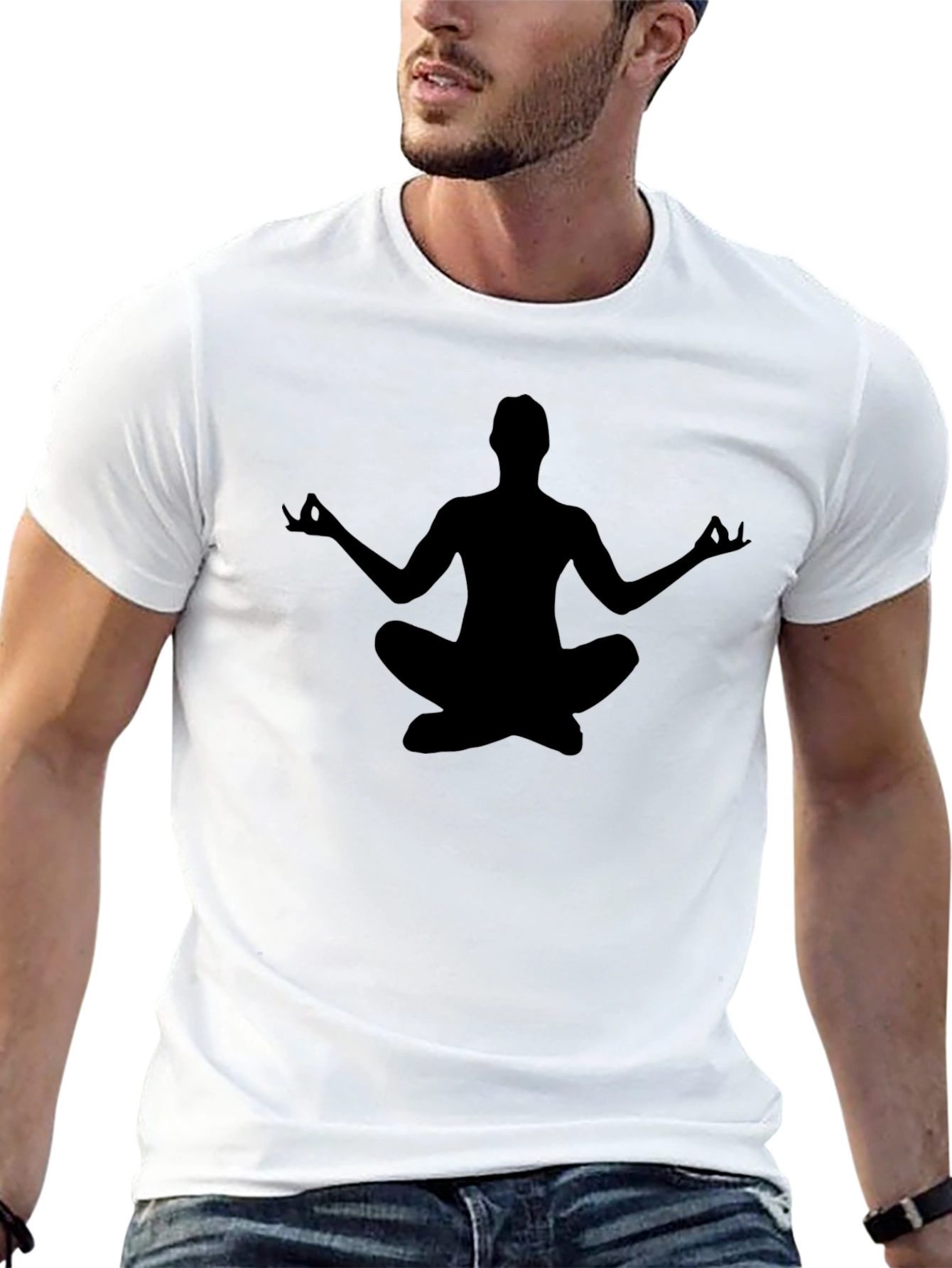 Meditate T-Shirt - Black Yoga Silhouette Tee