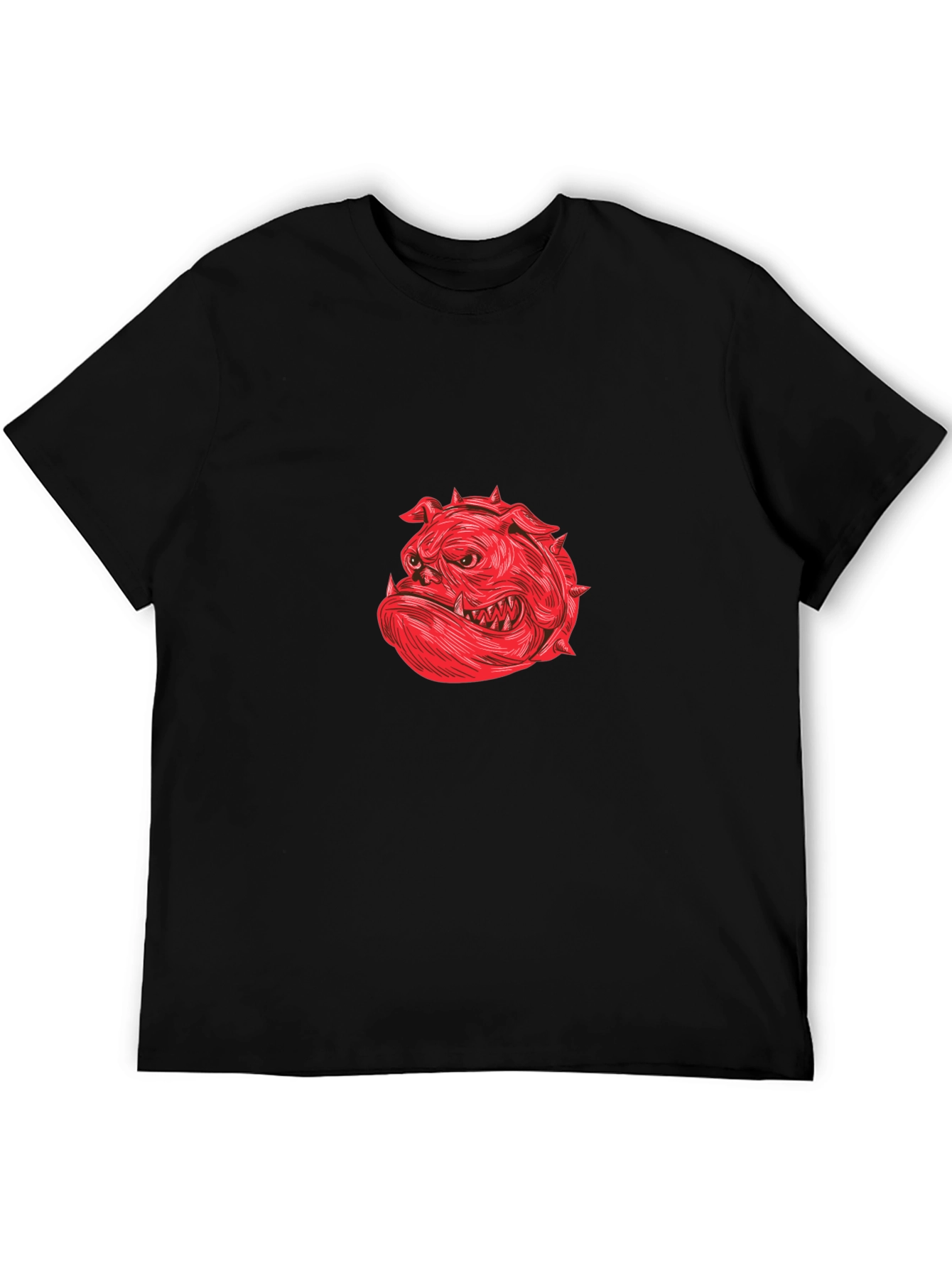 Red Bulldog Graphic Print Black T-Shirt