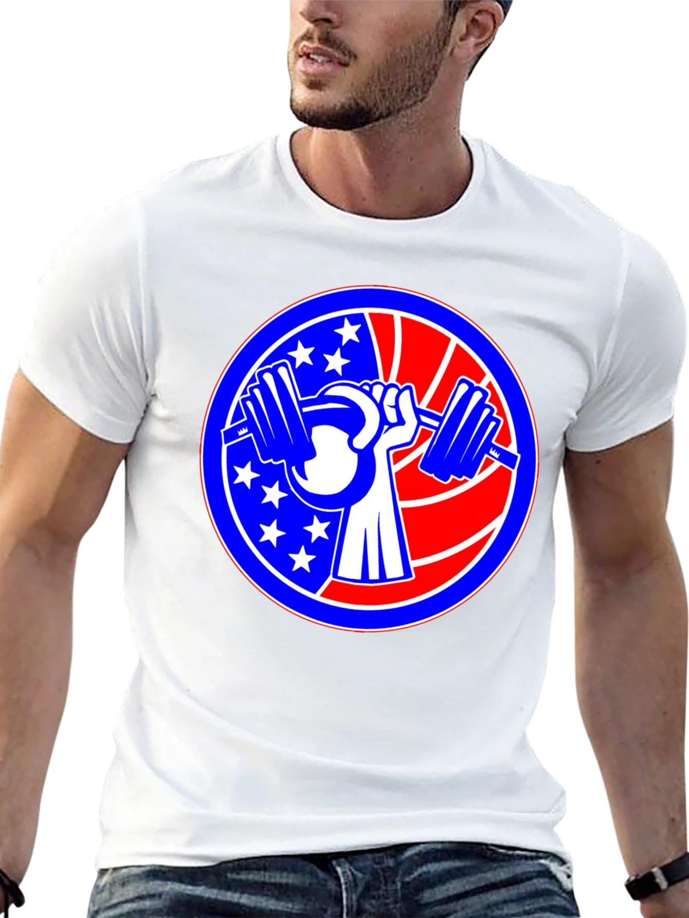 Patriotic Weightlifting Graphic T-Shirt