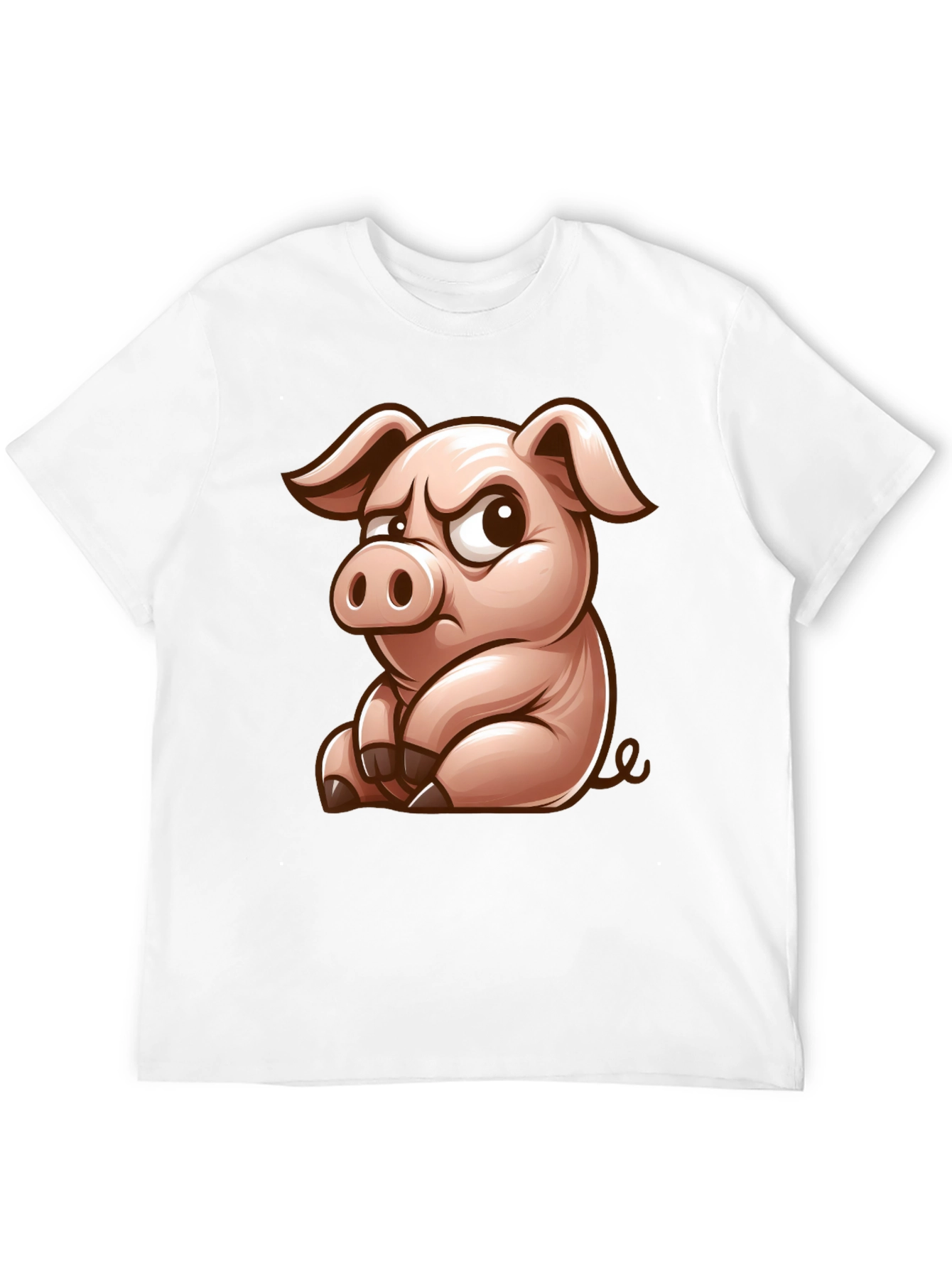 Grumpy Pig Graphic T-Shirt - Funny Cartoon Pig Tee