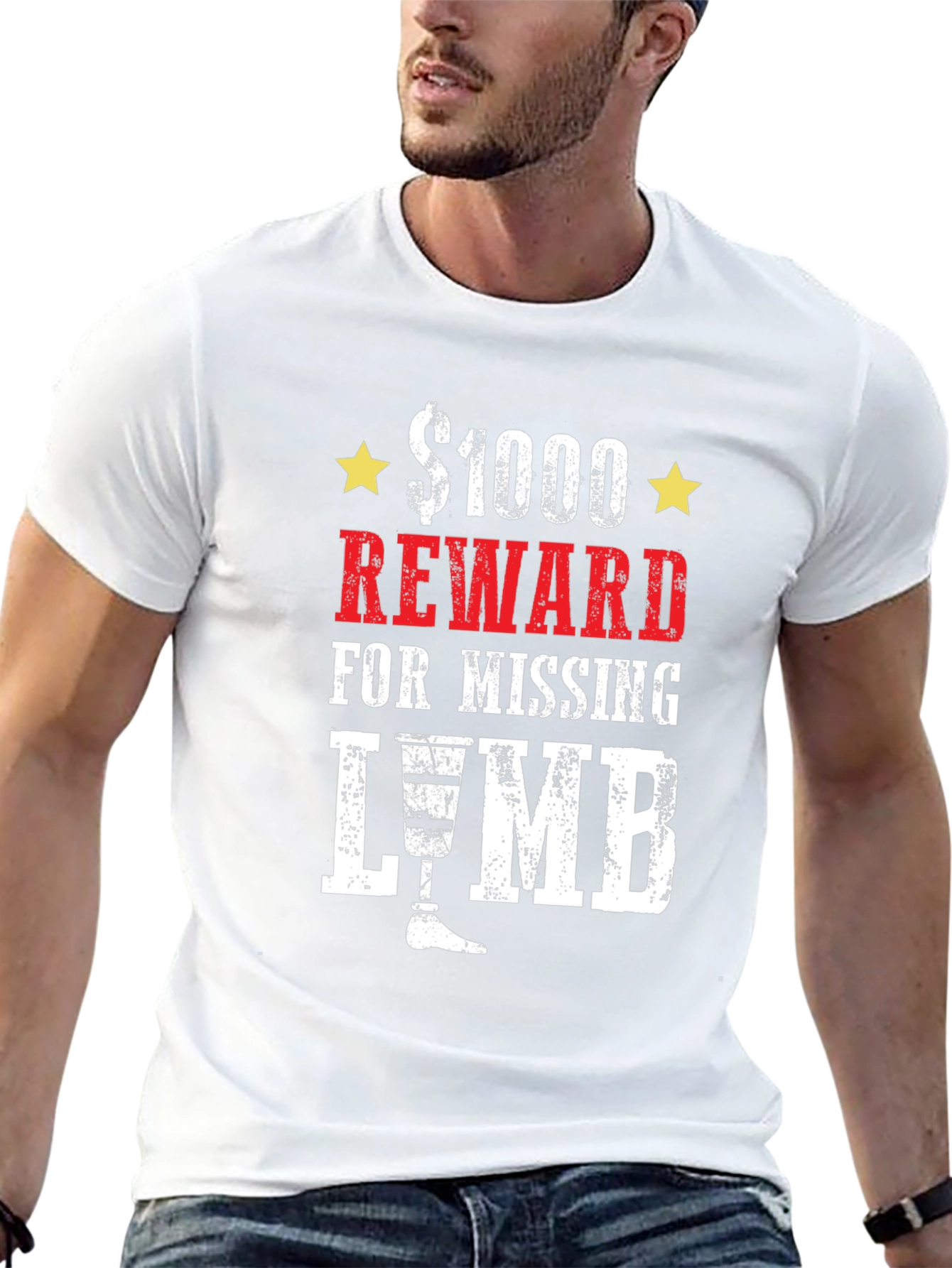 $1000 Reward Missing Limb Humor Graphic T-Shirt