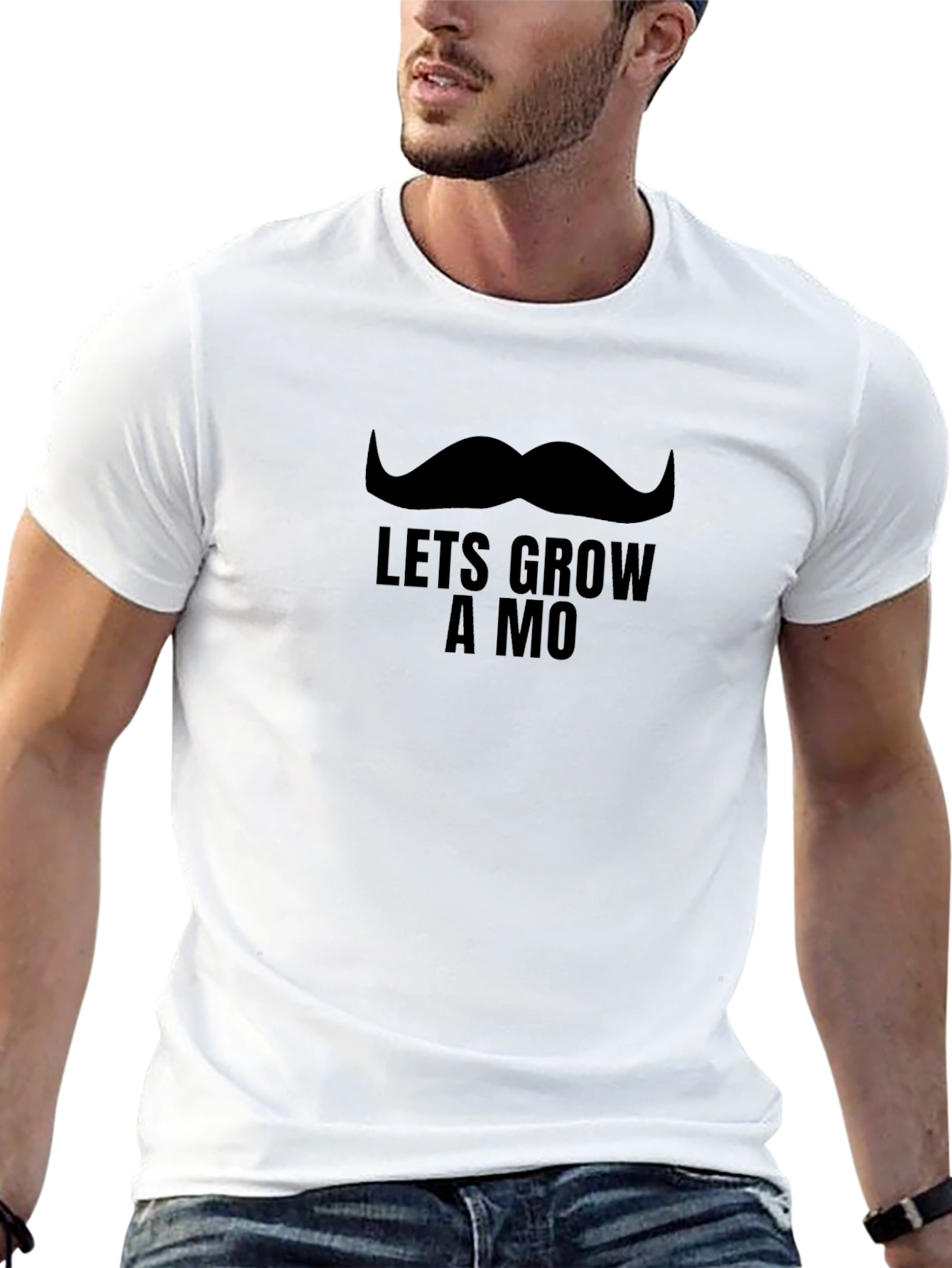 Lets Grow a Mo Mens Black T-Shirt