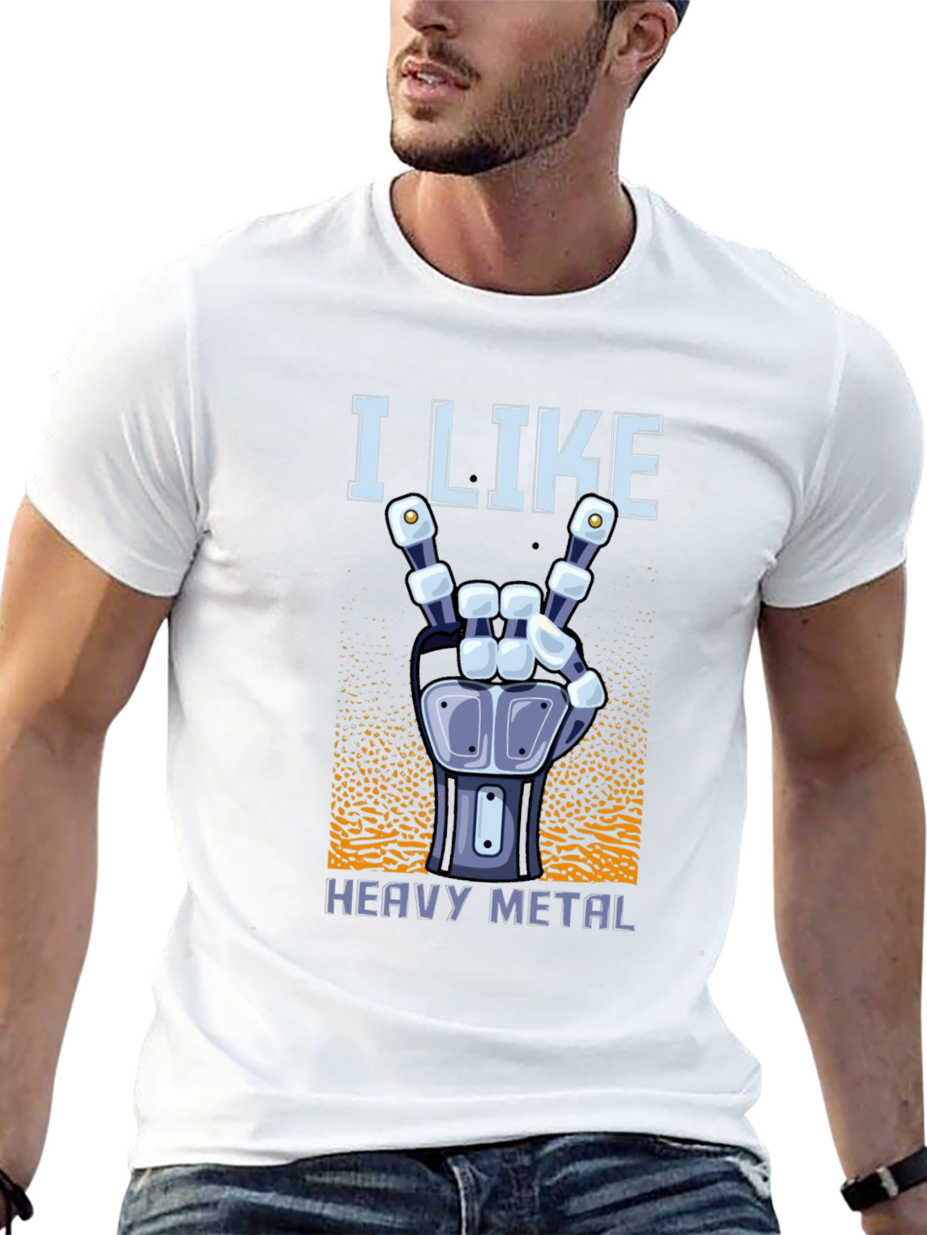 I Like Heavy Metal Robot Hand T-Shirt