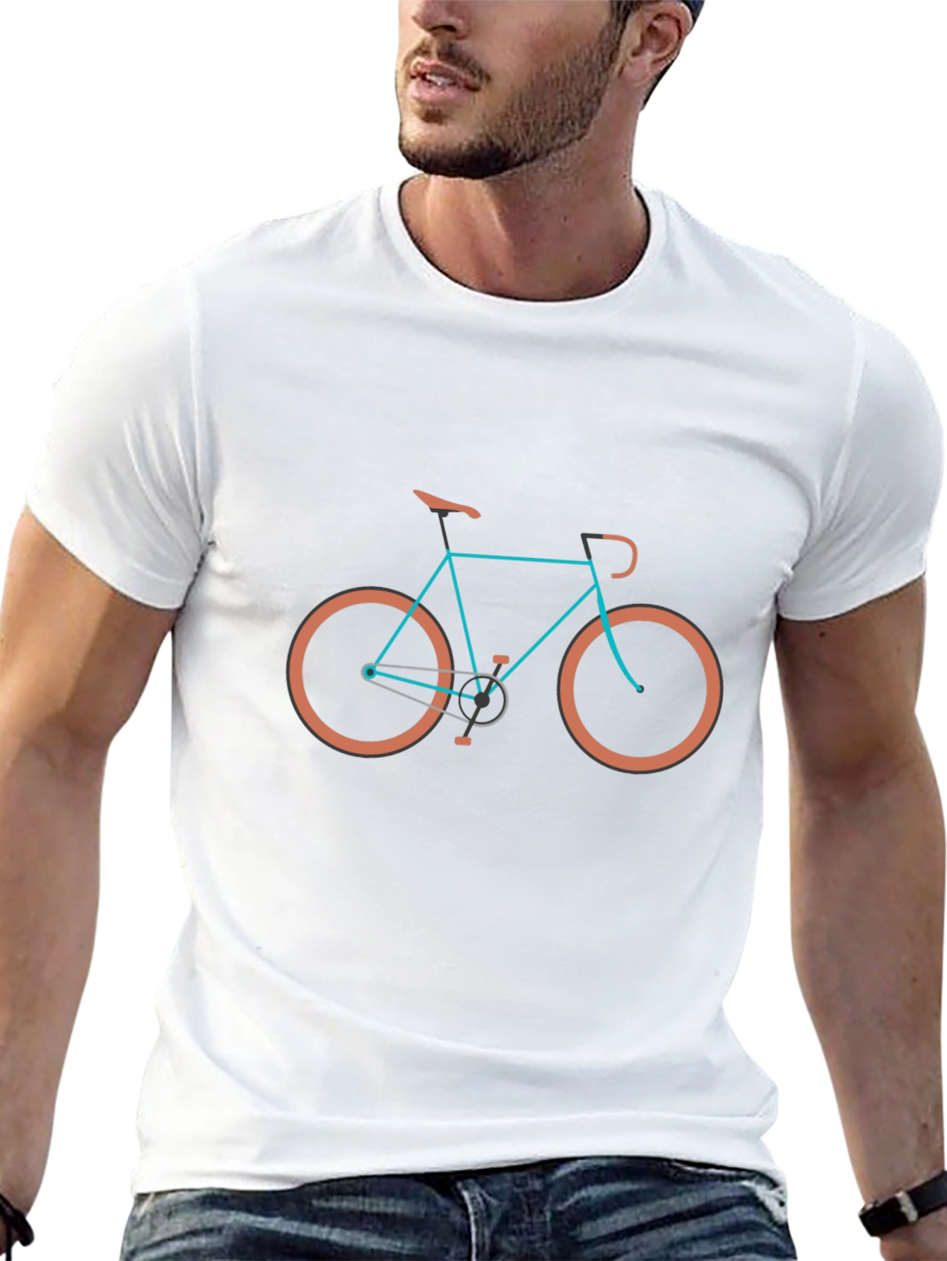 Stylish Bike Graphic Tee - Black Cotton Blend