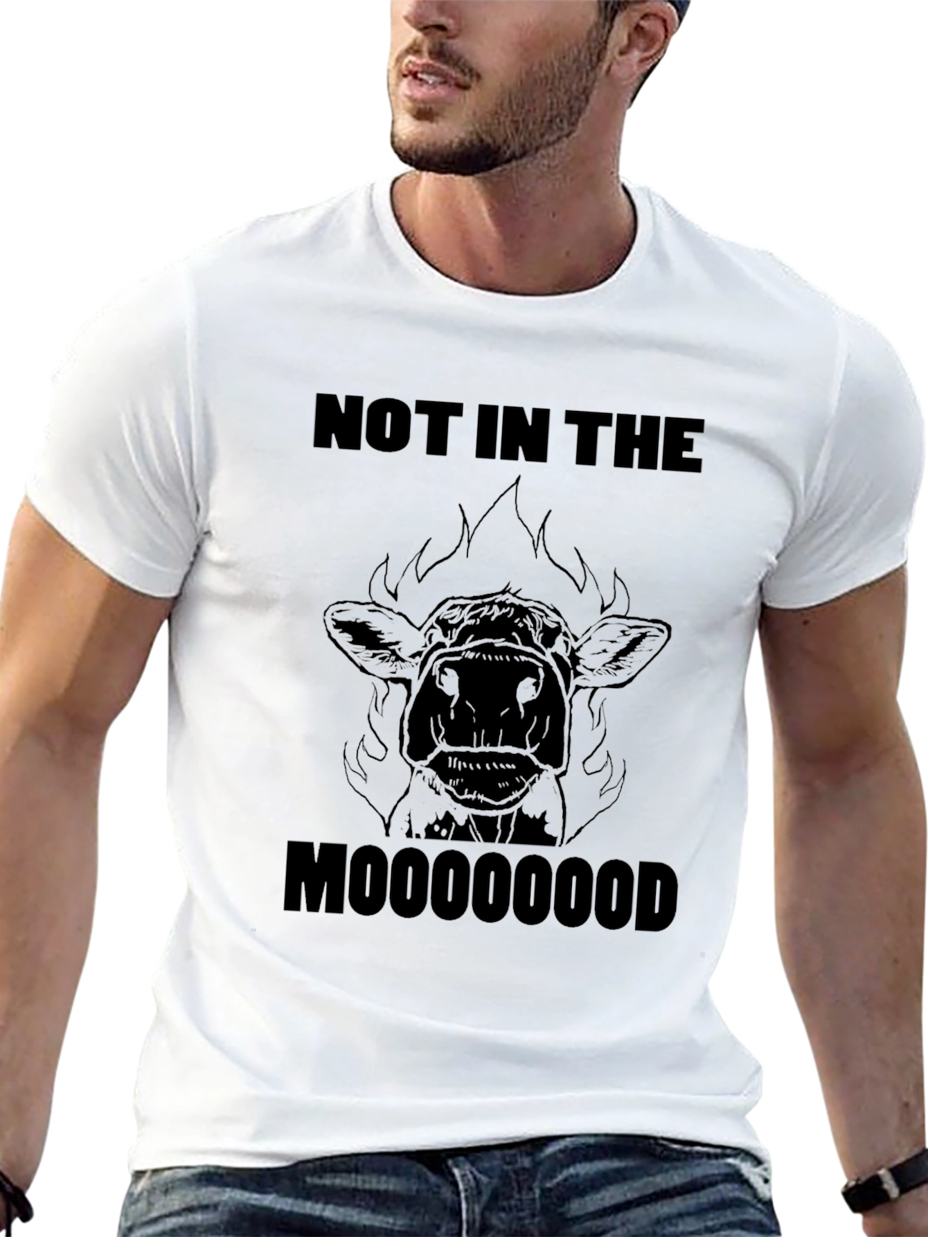 Not In The Moooood T-Shirt Funny Cow Tee