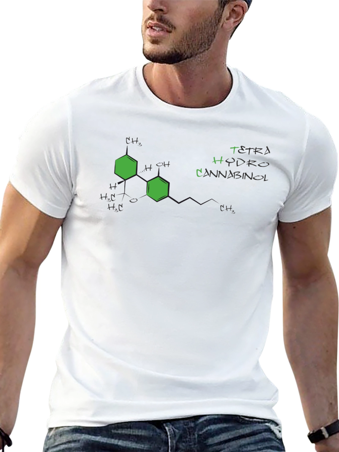Tetrahydrocannabinol (THC) Molecule Black T-Shirt
