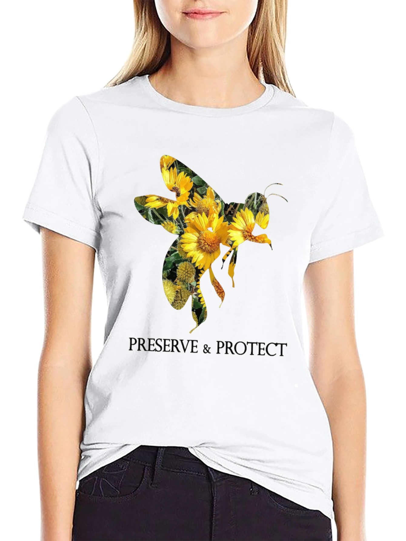 Preserve & Protect Bee Sunflower Graphic Tee