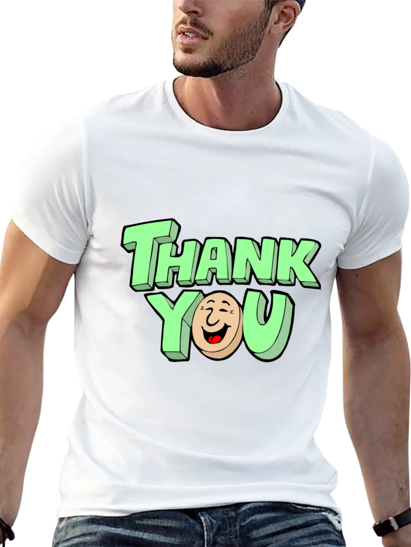 Thank You Graphic Print Black T-Shirt