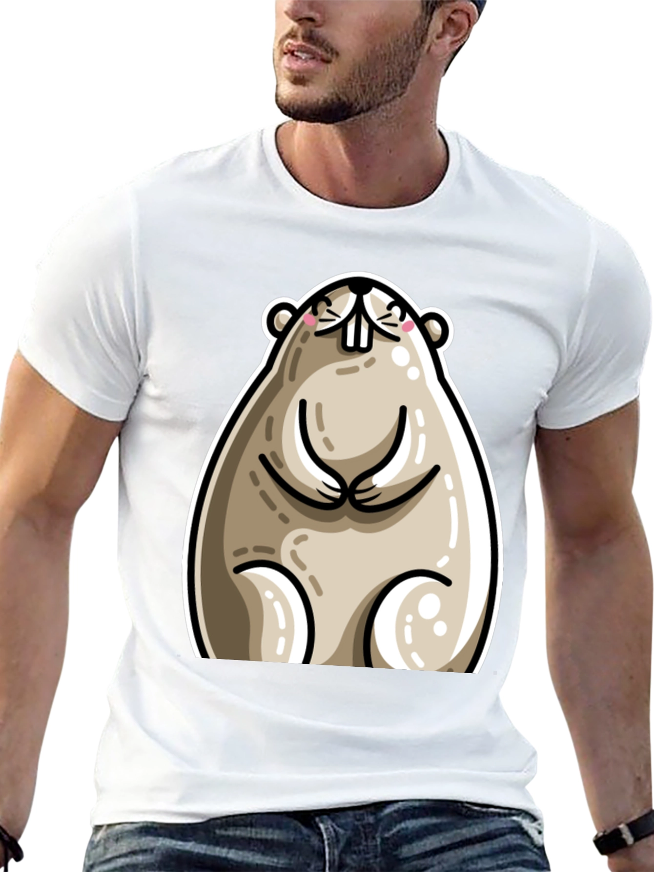 Funny Cartoon Beaver Graphic T-Shirt