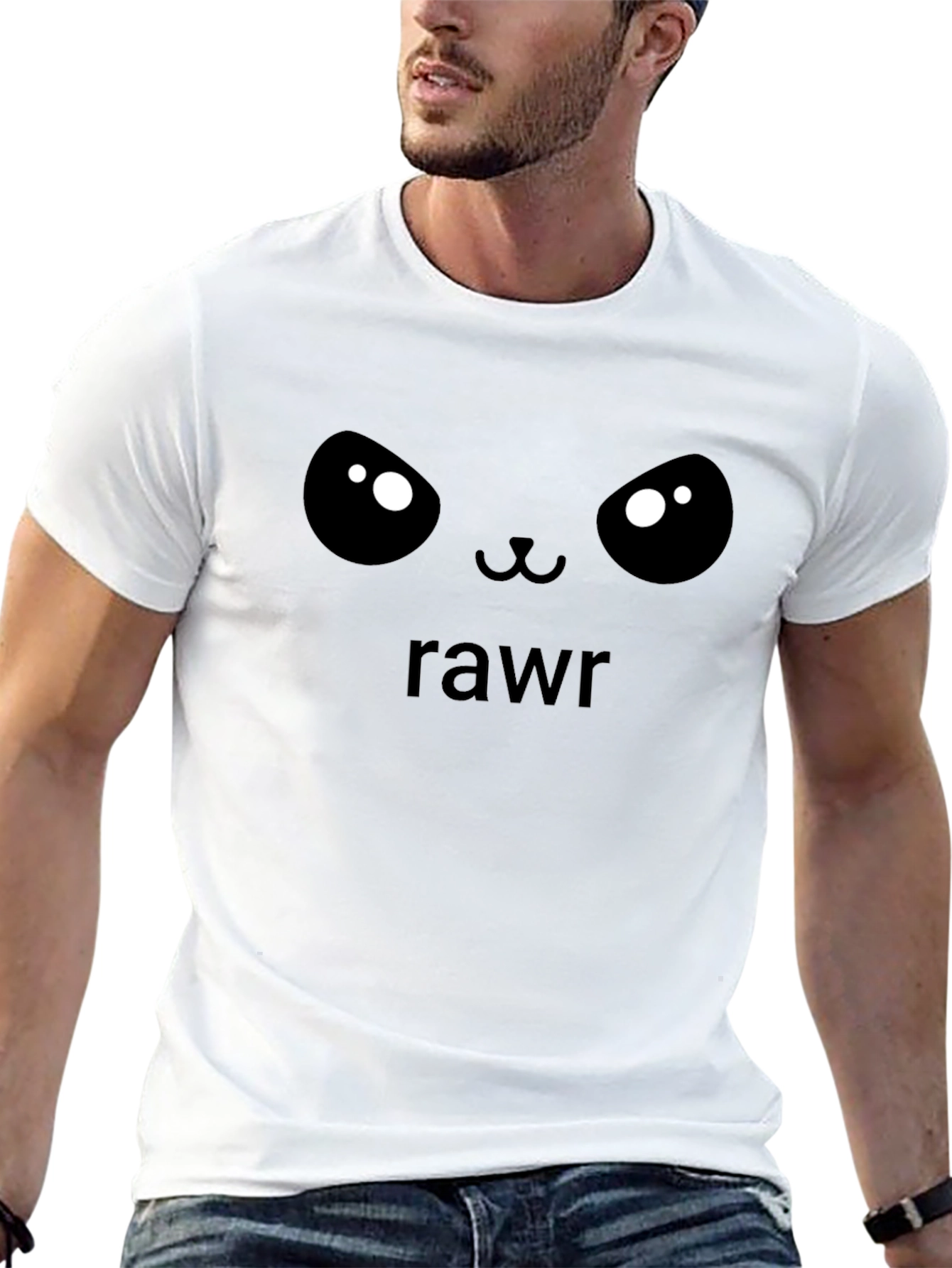 Rawr! Cute Black Panda Face Graphic T-Shirt