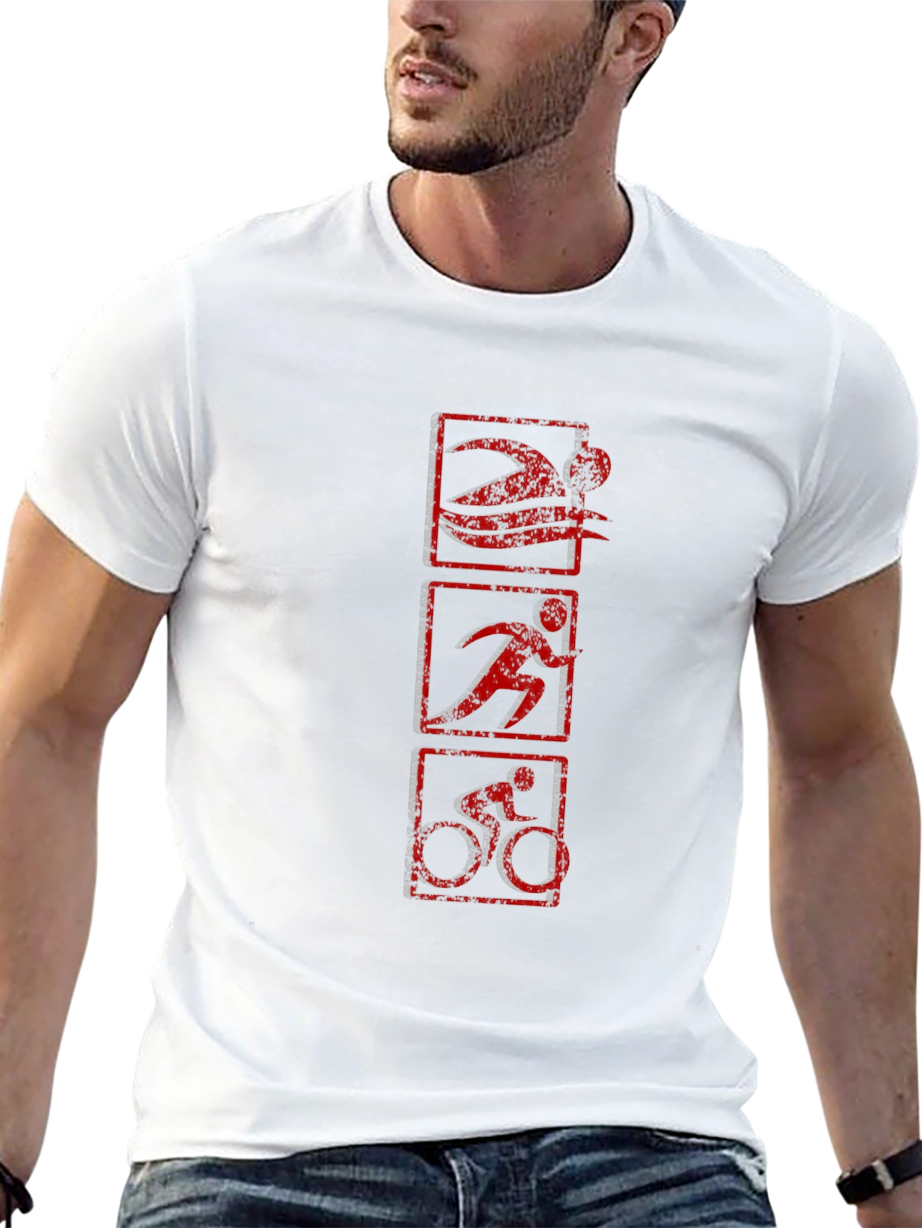 Triathlon Graphic Print T-Shirt - Black