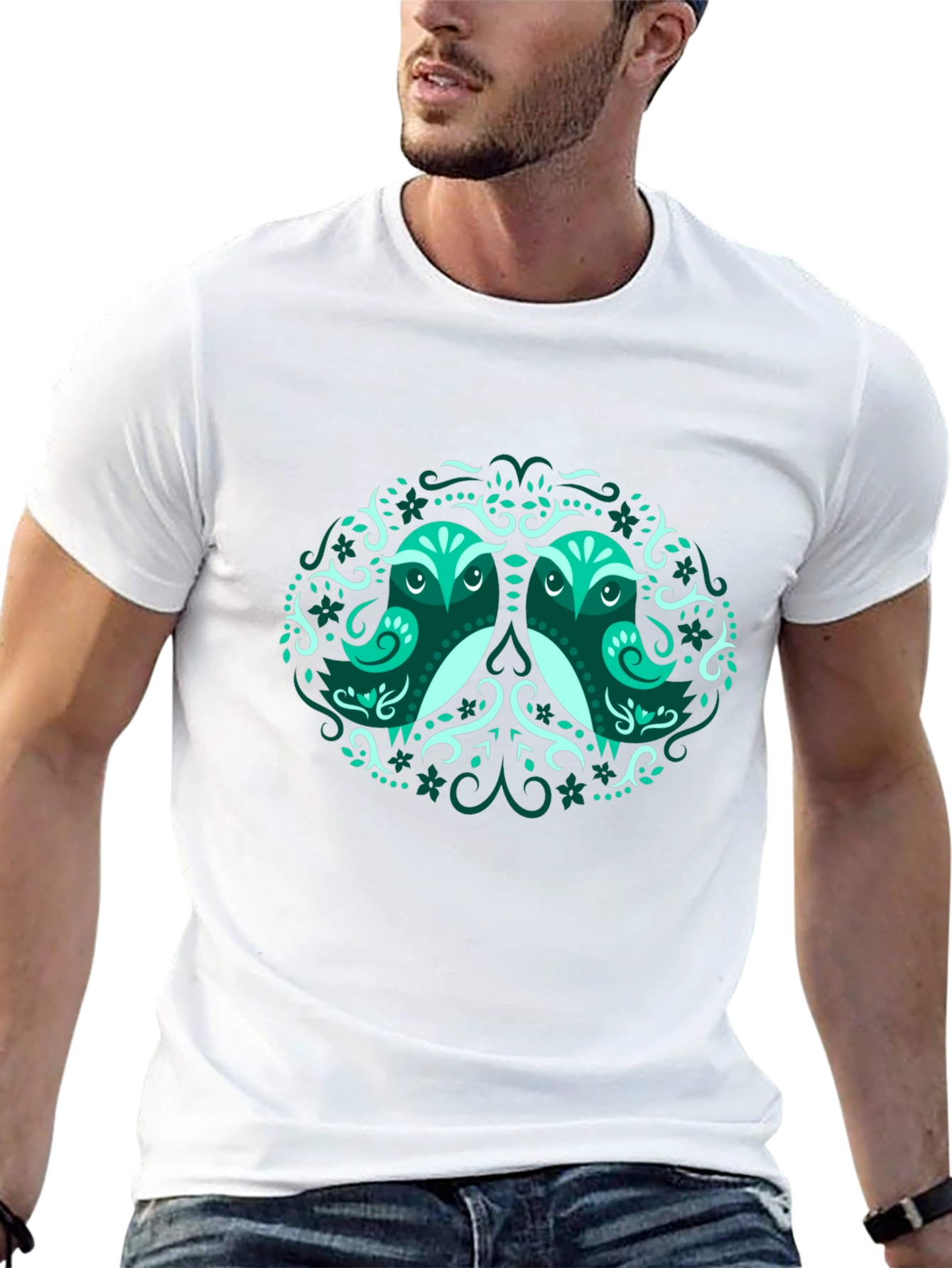 Unique Owl Graphic T-Shirt - Black