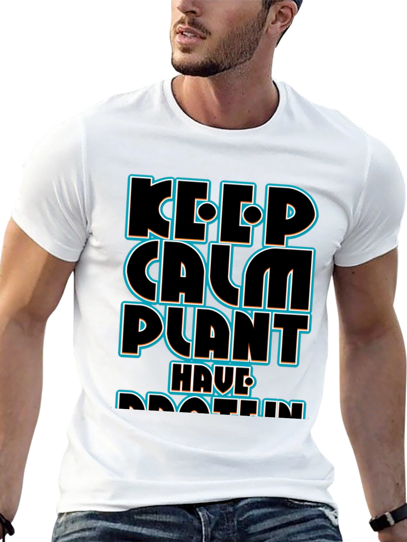Keep Calm Plant Have Protein Black T-Shirt