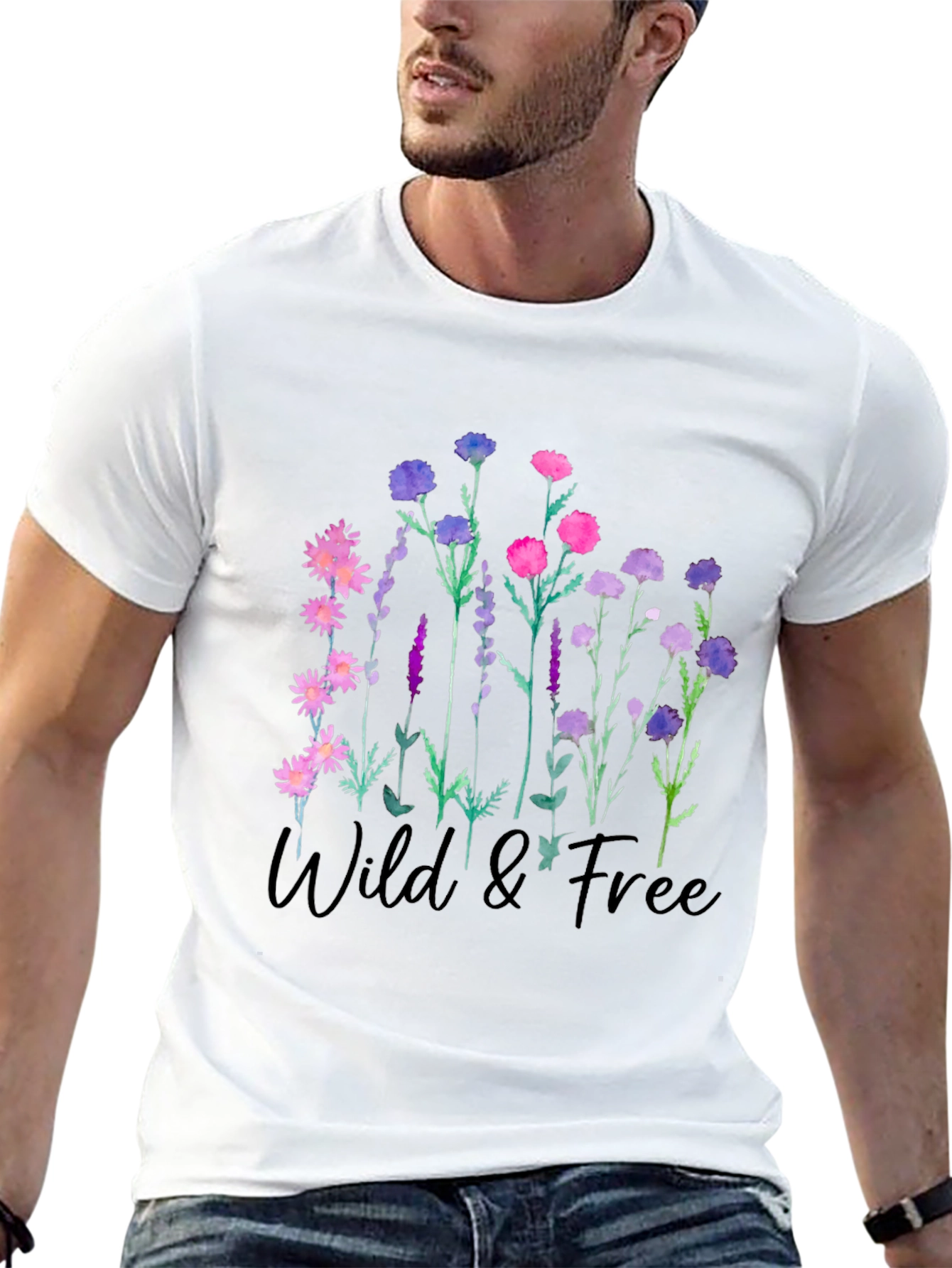 Wild & Free Floral Graphic Black T-Shirt