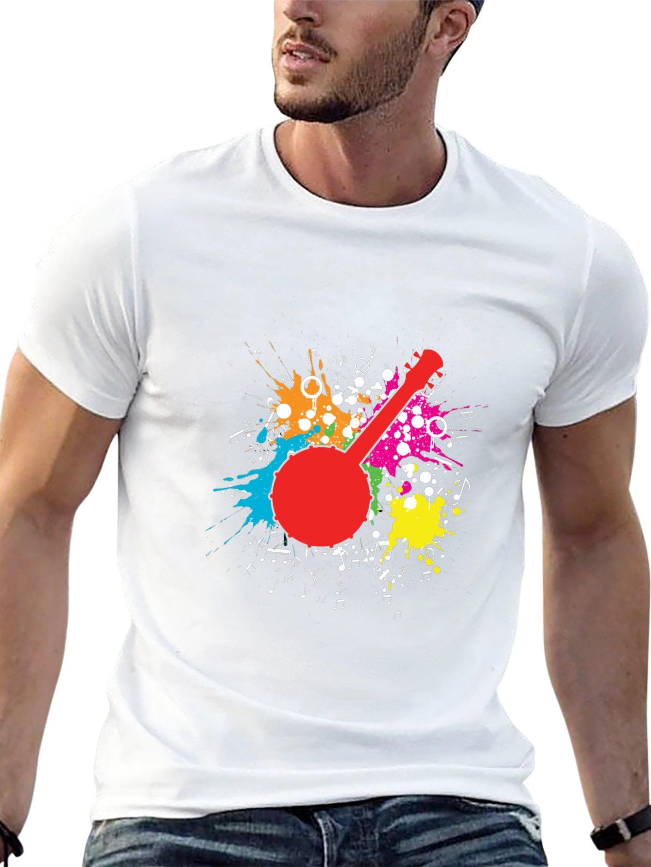 Banjo Splatter Graphic T-Shirt - Black