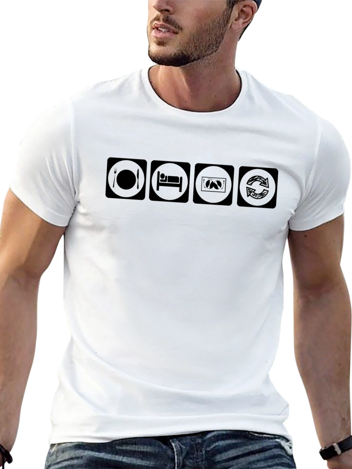 Eat Sleep Game Repeat Black Graphic Tee