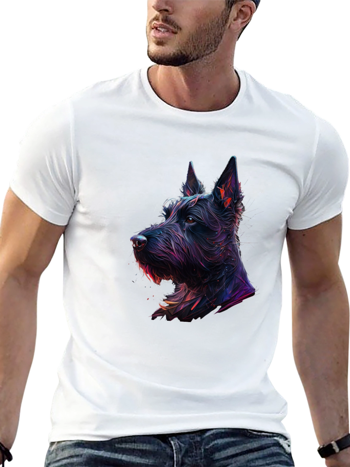 Scottish Terrier Dog Graphic Print Black T-Shirt