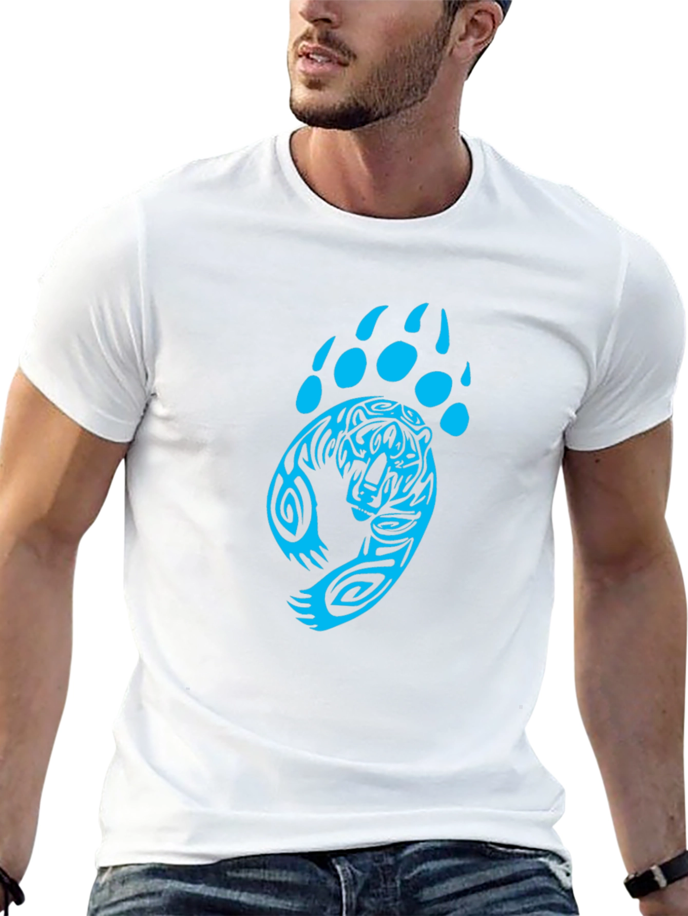 Tiger Paw Print Graphic Black T-Shirt