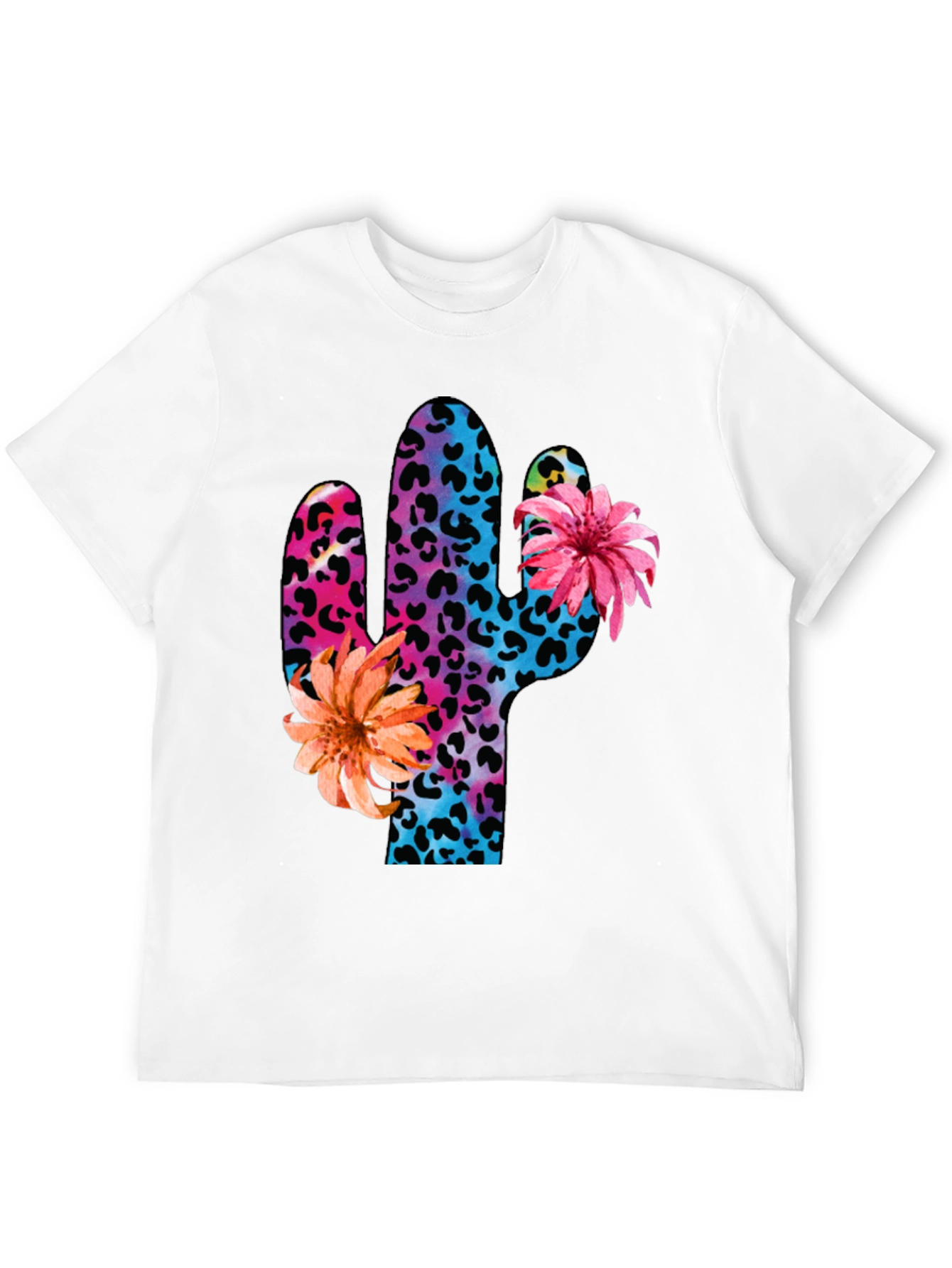 Mens Cactus Flower Print Crewneck T-Shirt