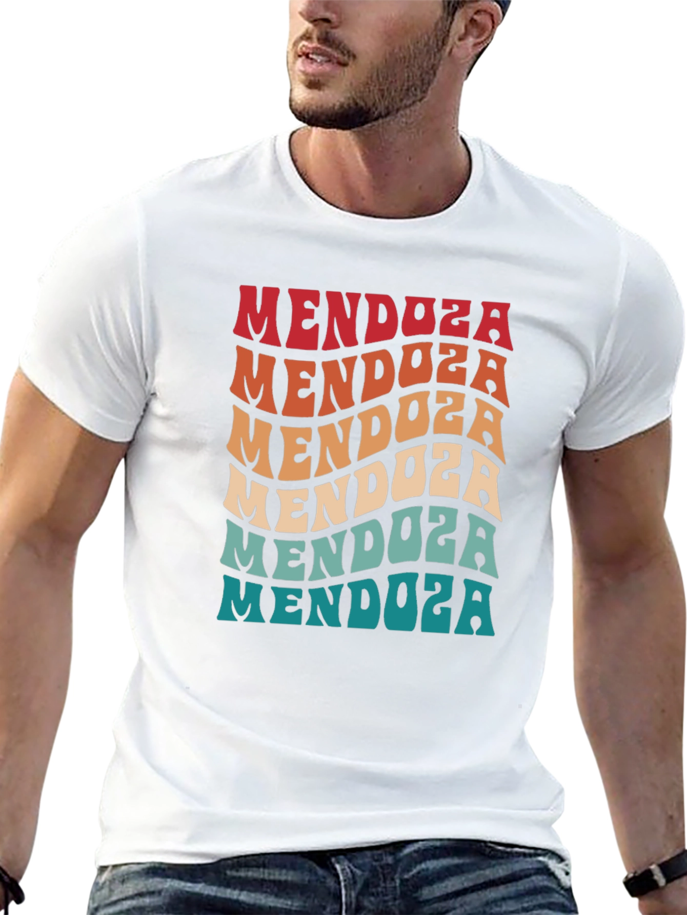 Mendoza Retro Wavy Text Graphic T-Shirt