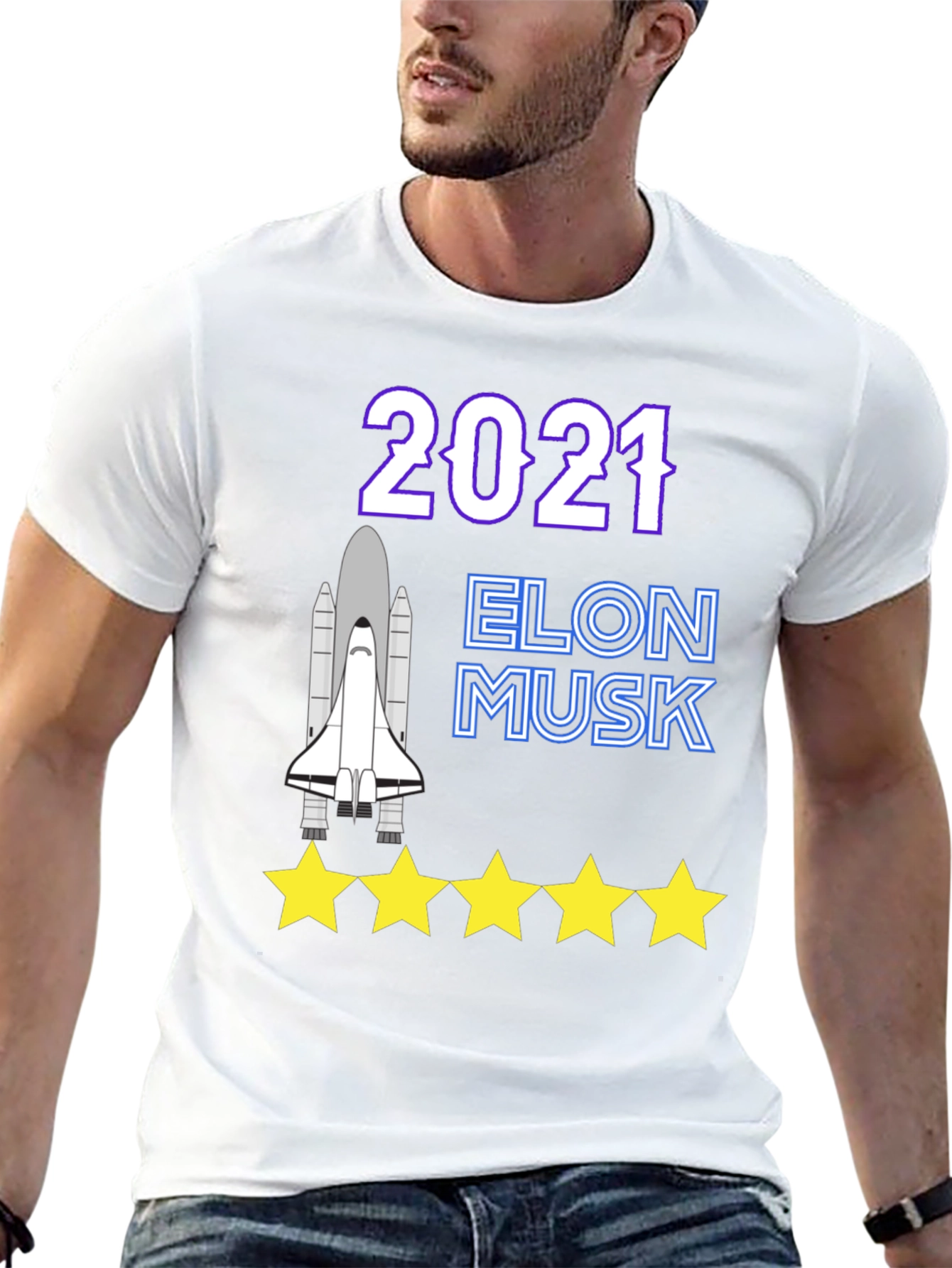 Elon Musk 2021 Spacex Five Star T-Shirt