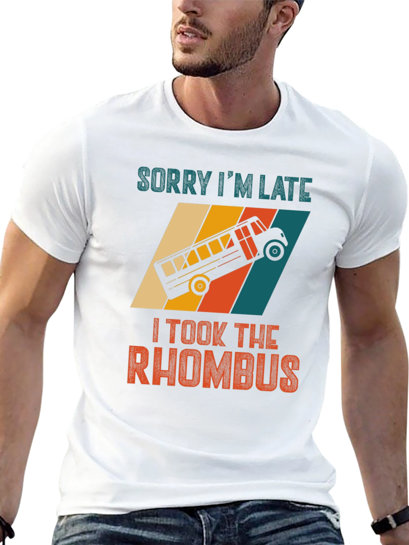 Sorry Im Late Rhombus Bus Graphic Tee