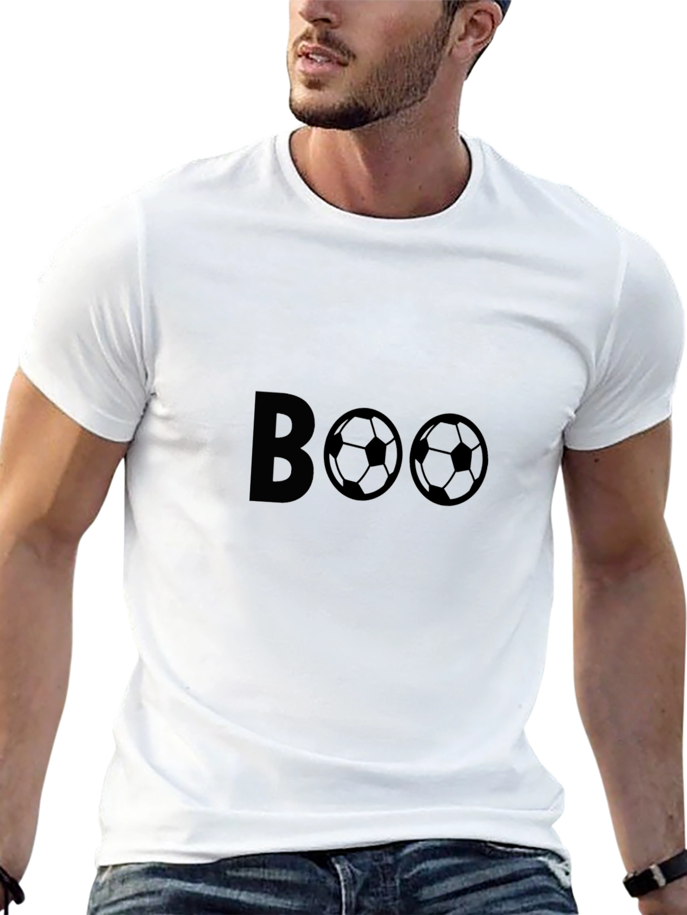 Boo Soccer Graphic Tee - Black Crew Neck T-Shirt