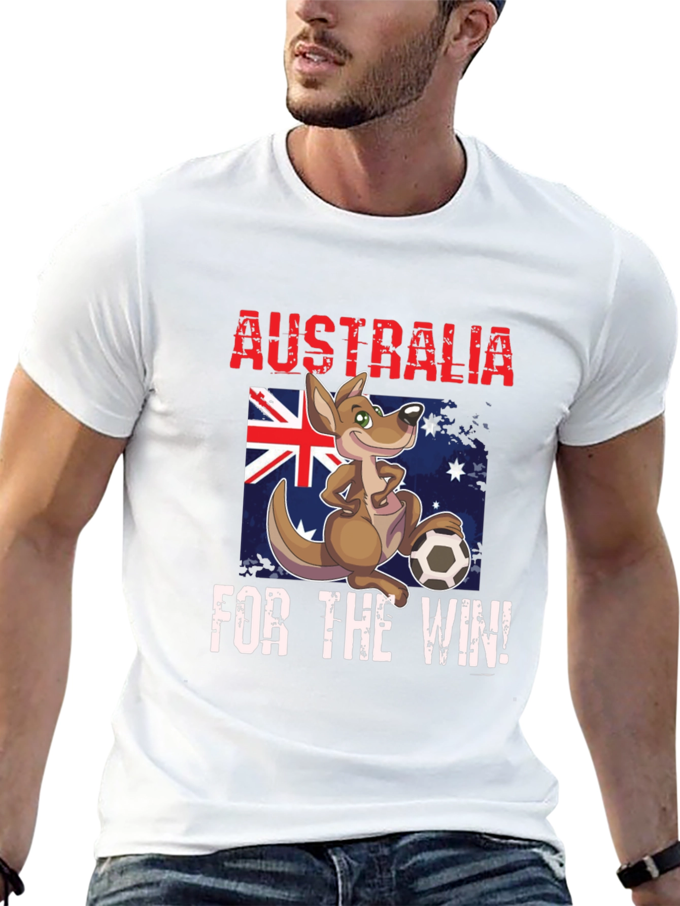 Australia Soccer T-Shirt Kangaroo Cartoon