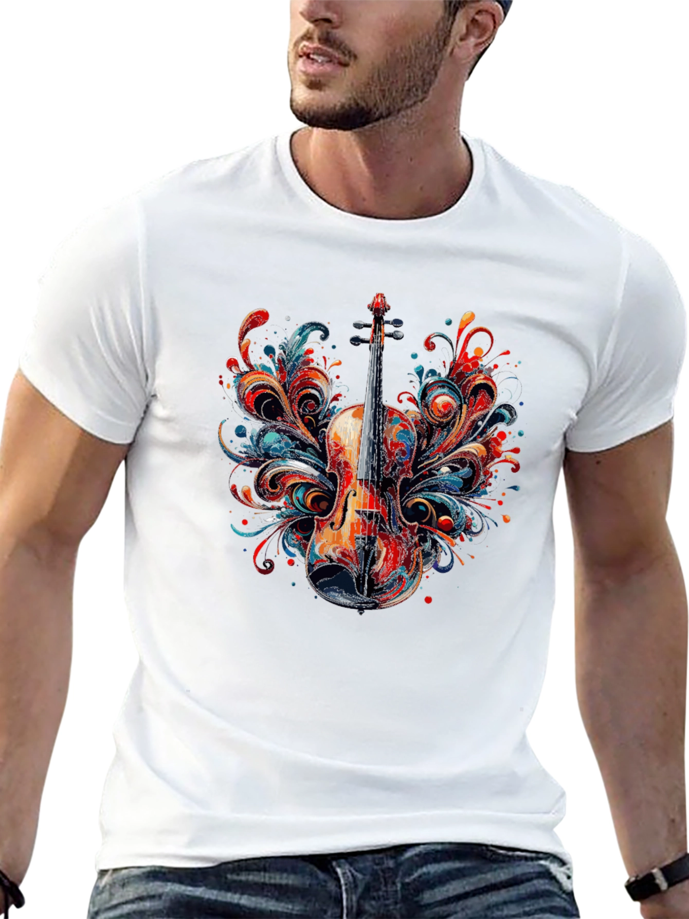 Violin Art Mens Black T-Shirt