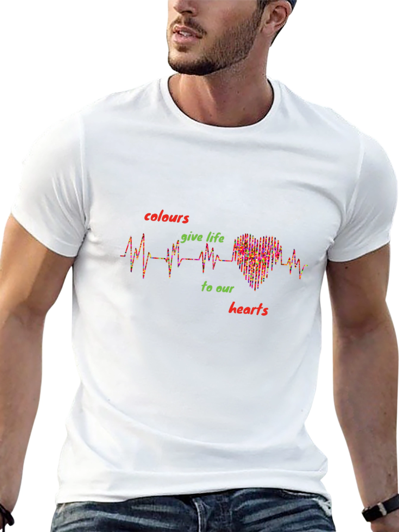 Colorful Heartbeat Graphic T-Shirt